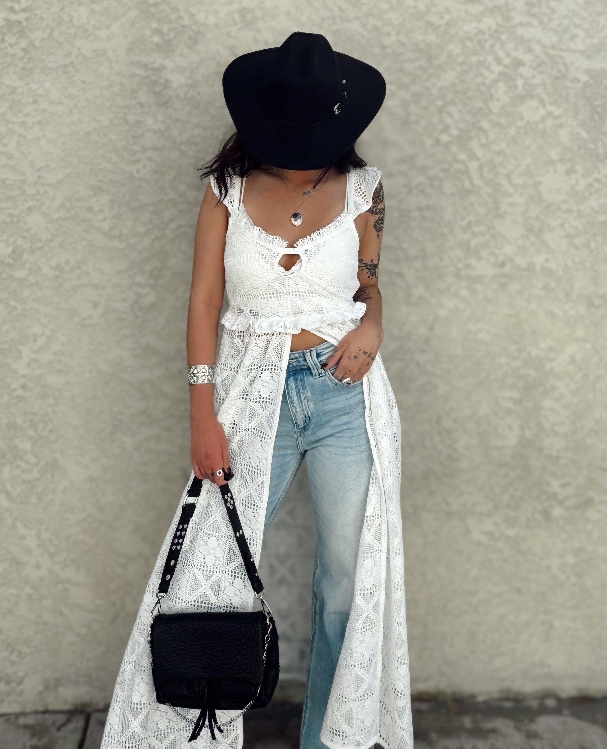 Crochet Lace Ruffle Maxi Top