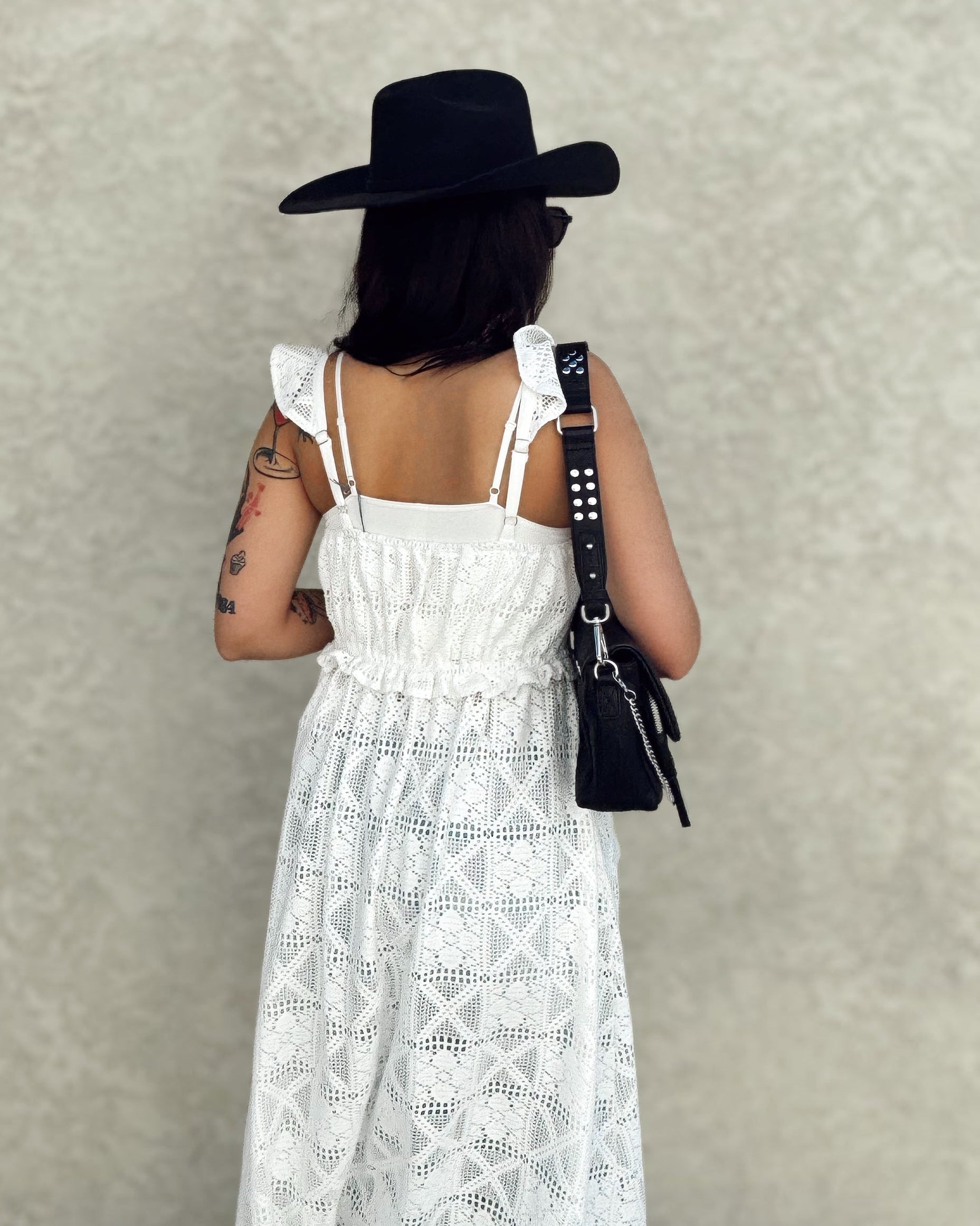 Crochet Lace Ruffle Maxi Top