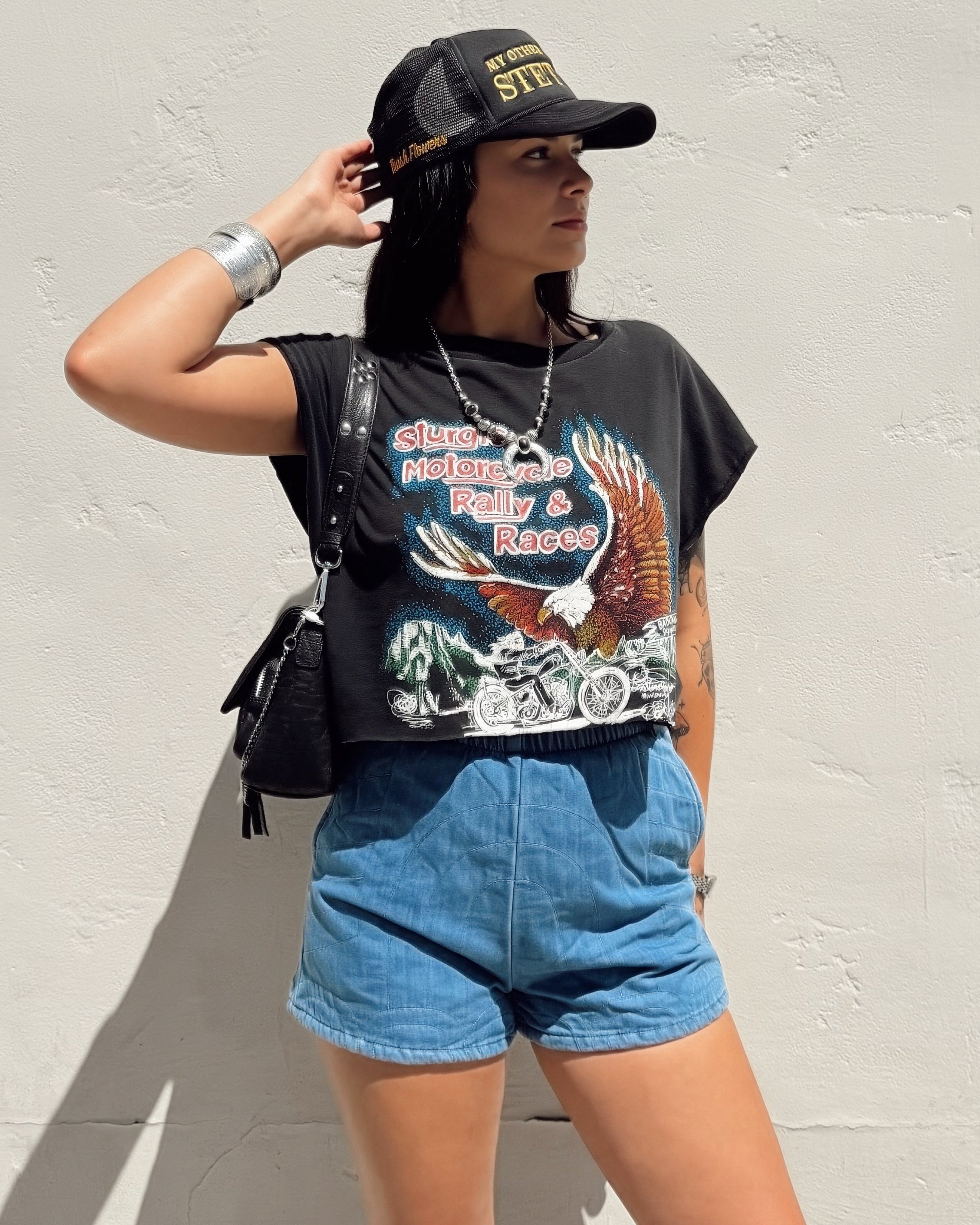 Quilted Denim Shorts