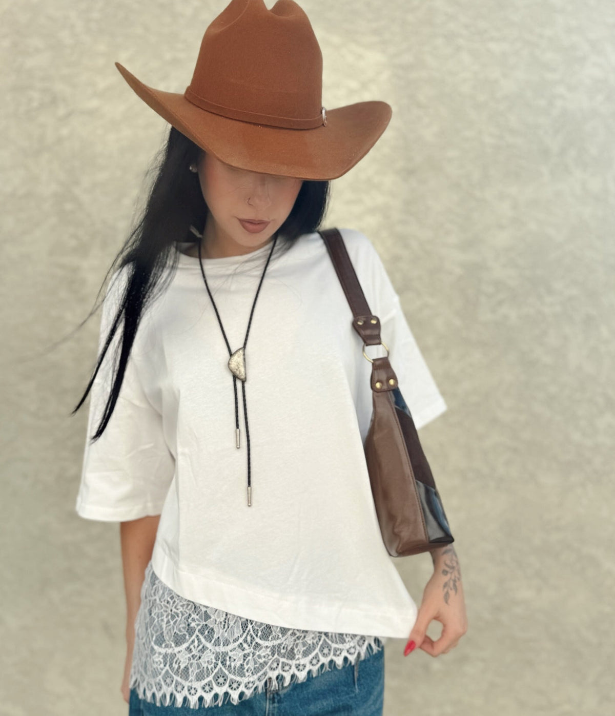 Lace Hem Tee - Burnout