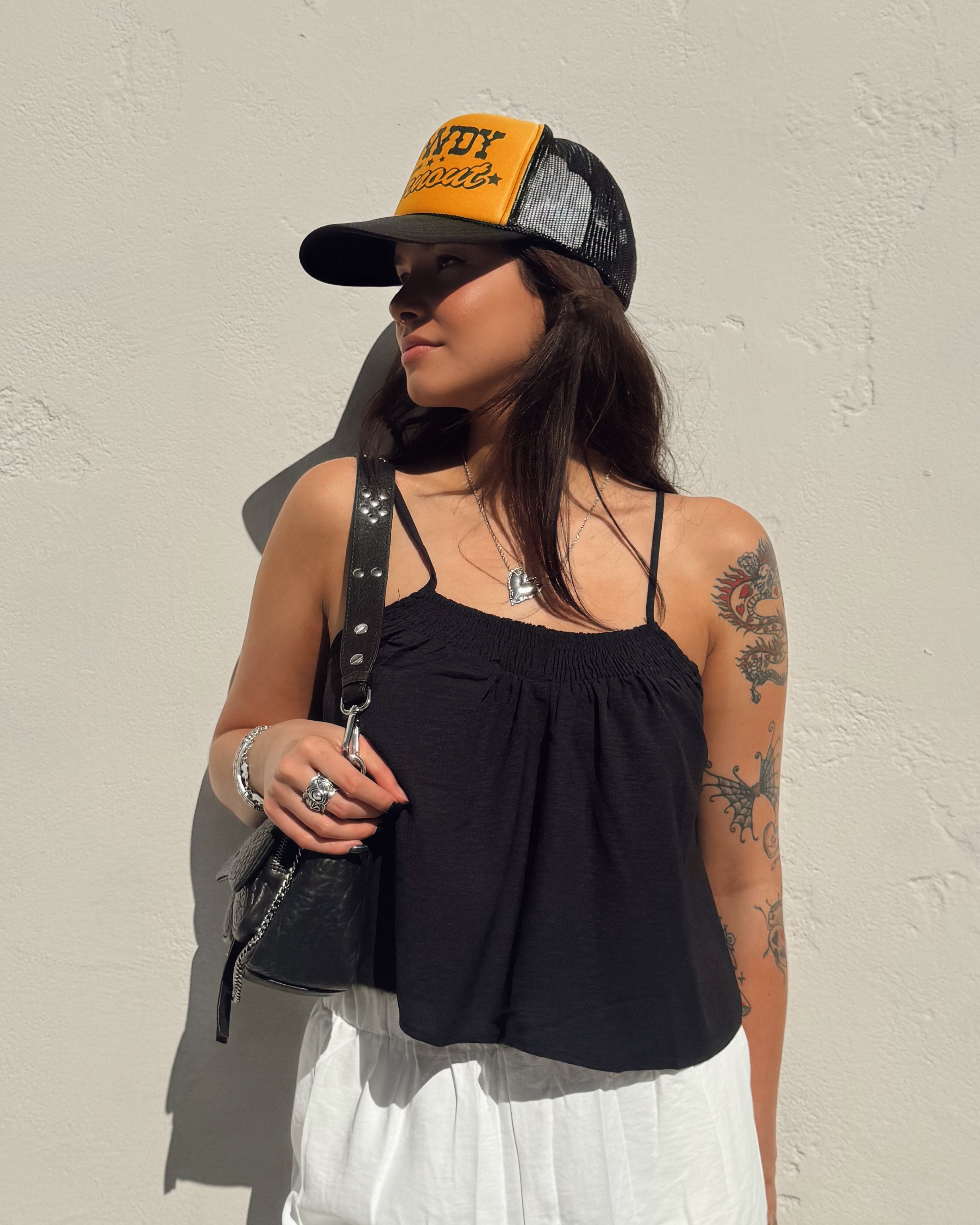 Flowy Cami Tank - Black