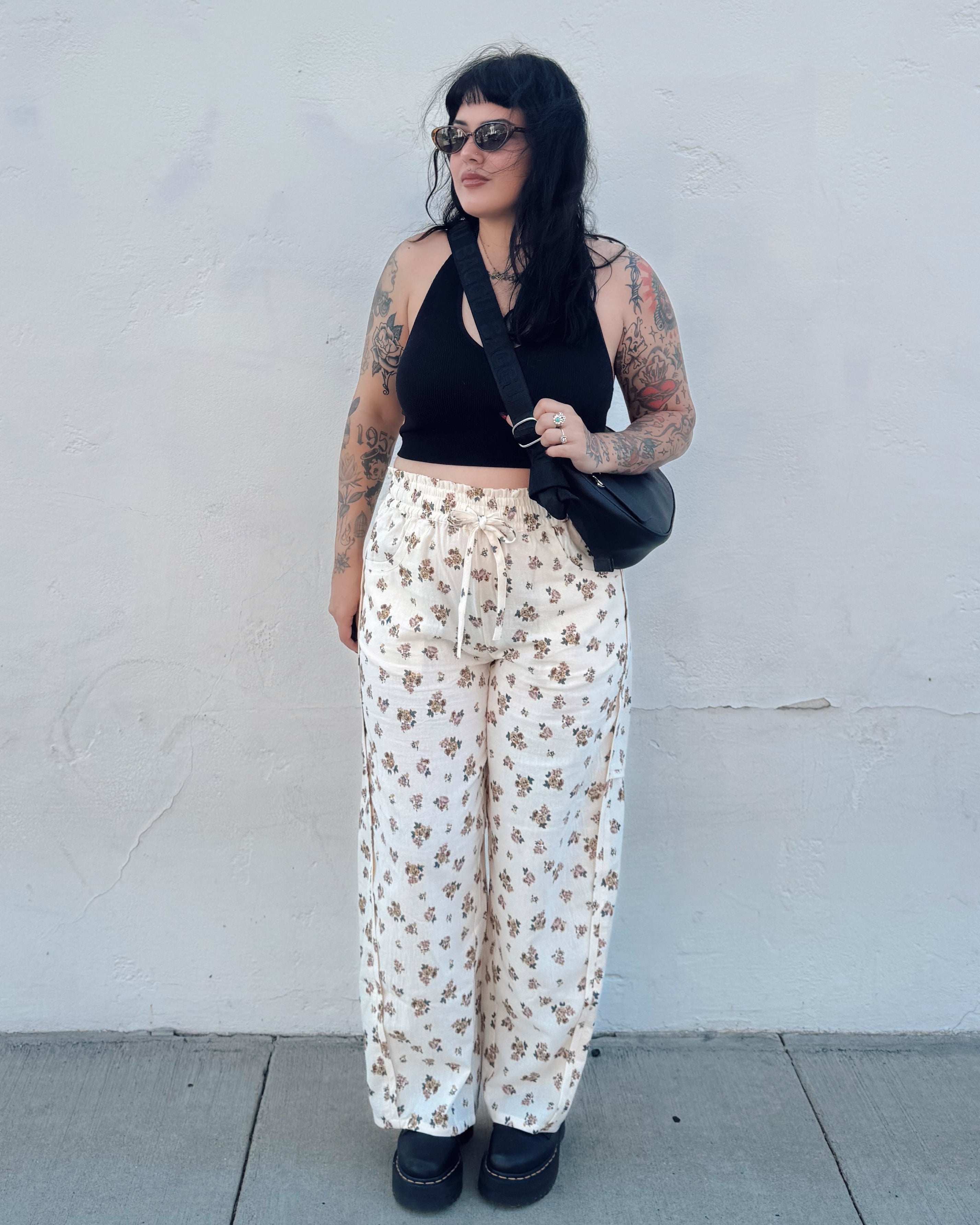 Floral Barrel Leg Pants