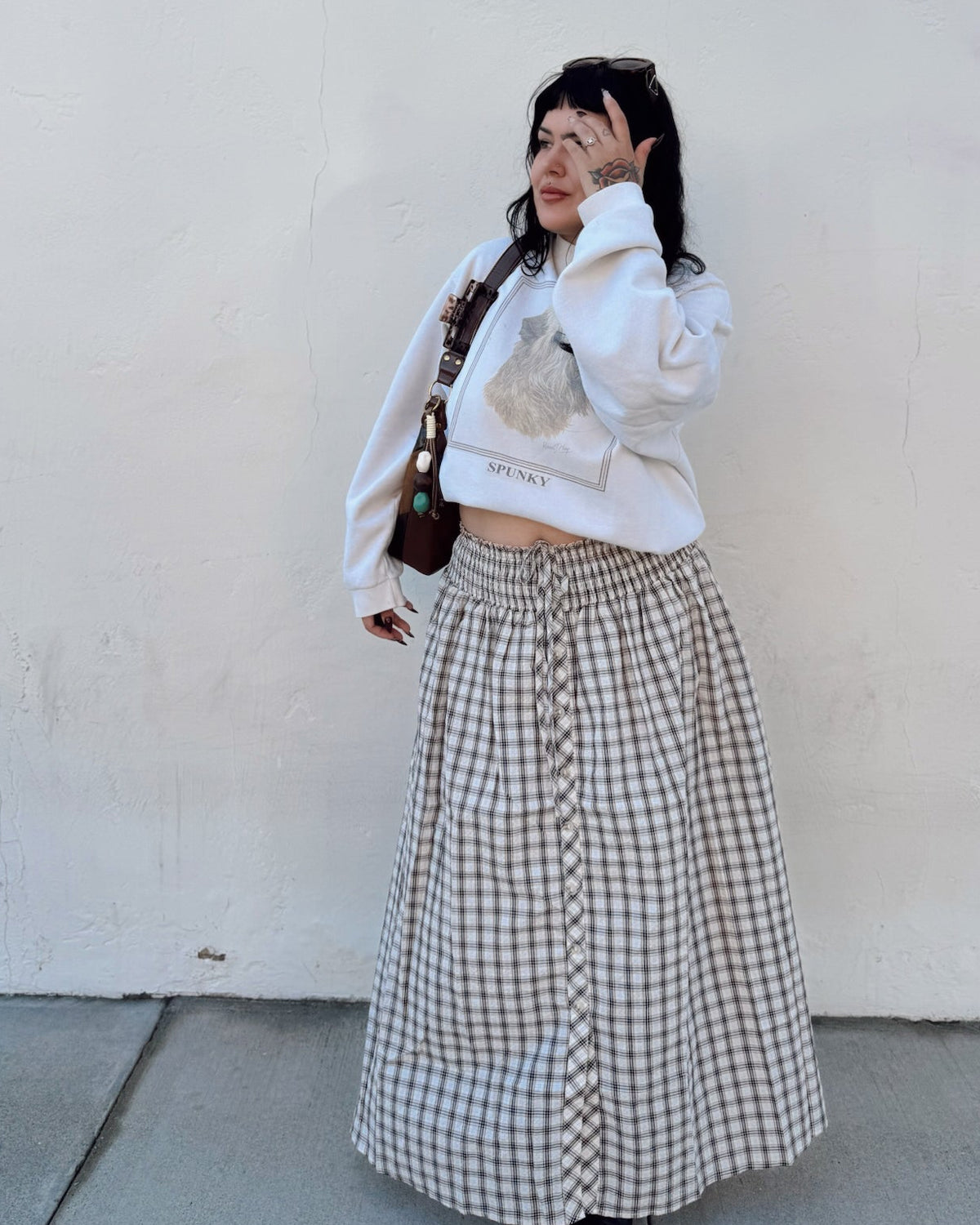 Plaid Maxi Skirt - Burnout