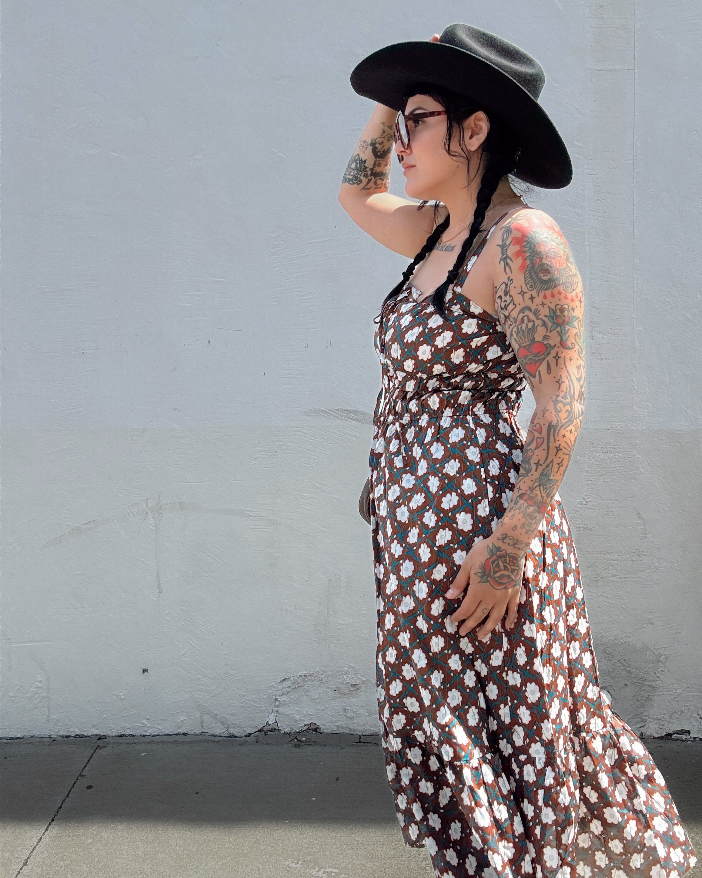 Smocked Floral Midi Dress