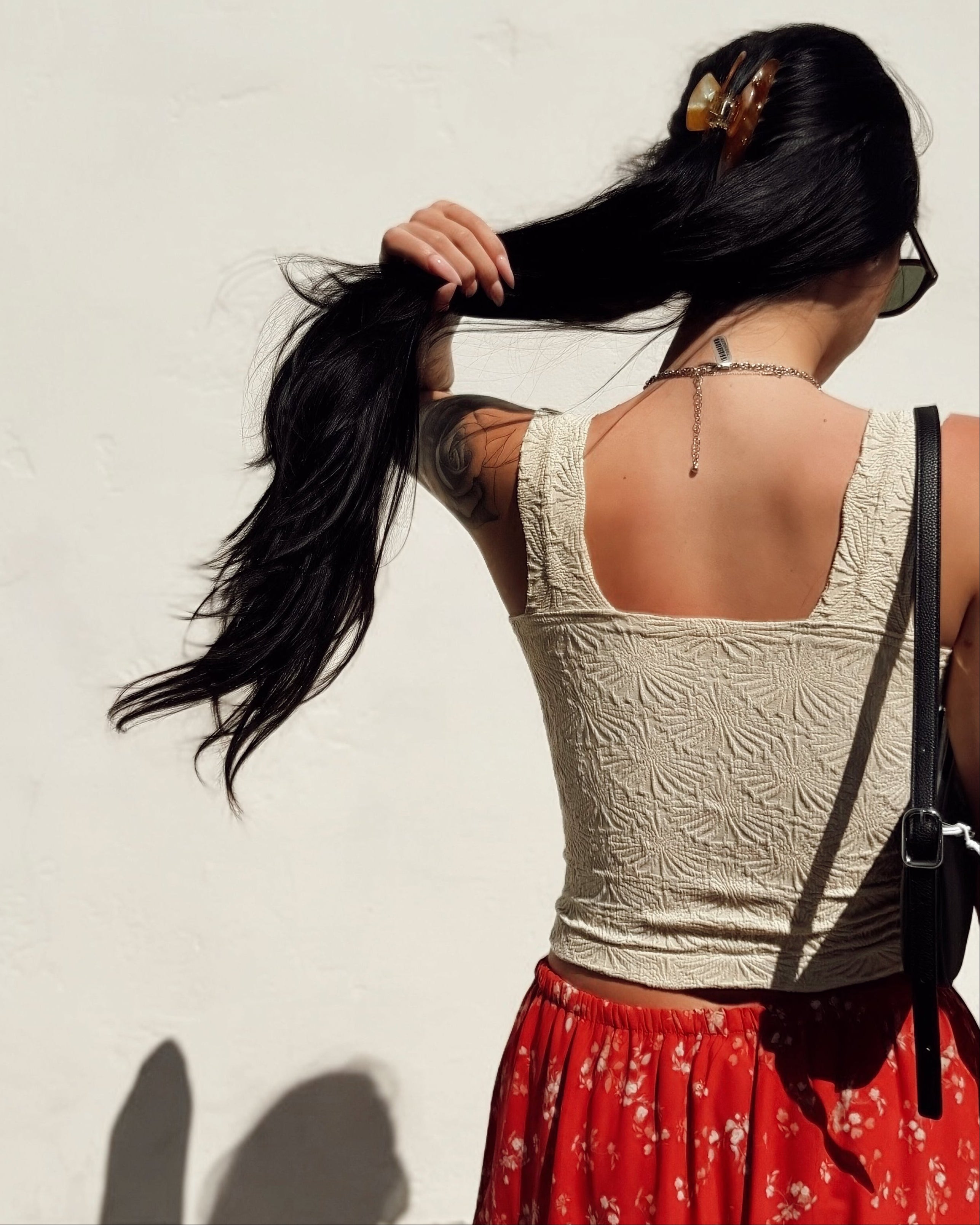 Textured Floral Tank Top
