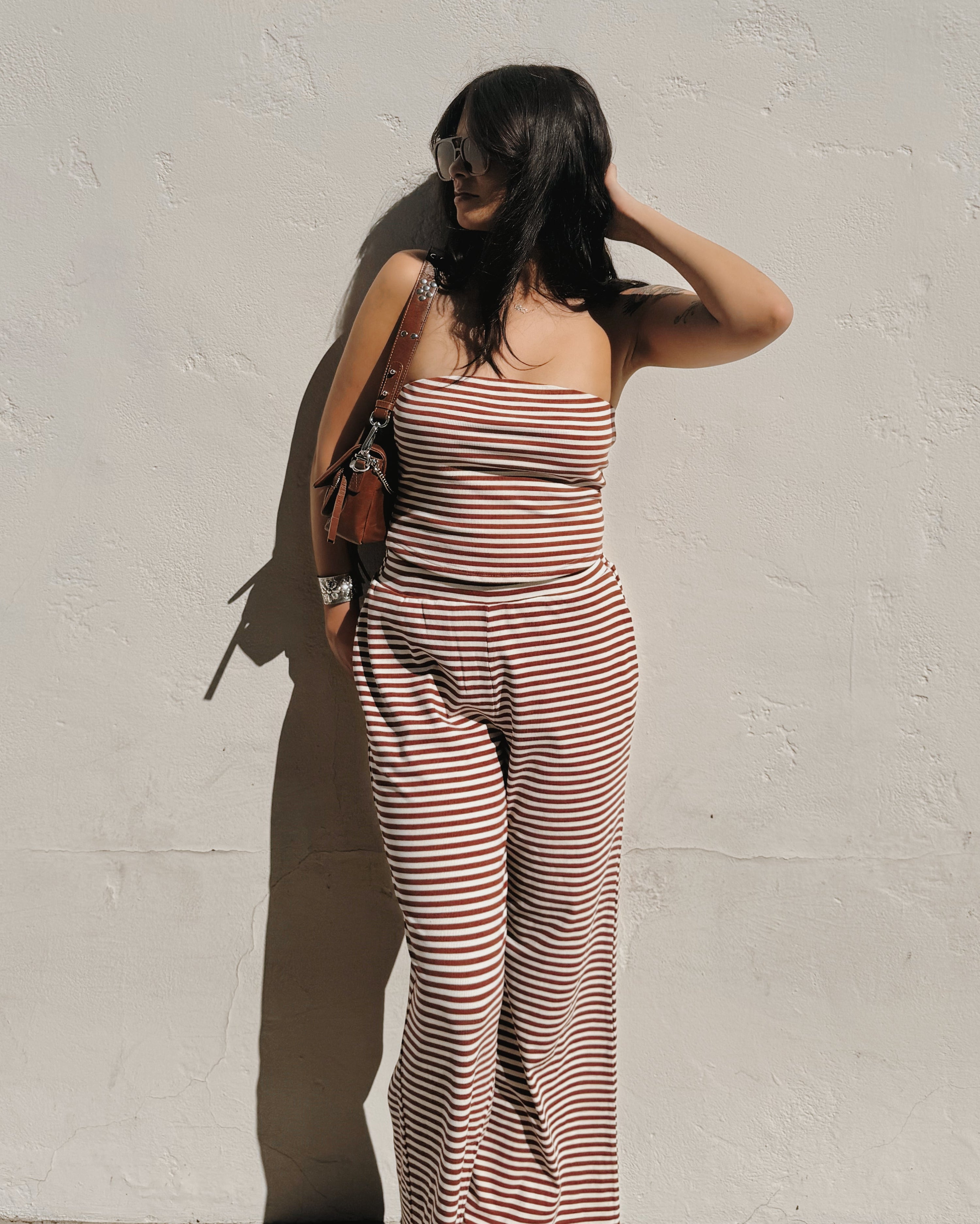 Stripe Bandeau Set - Coffee