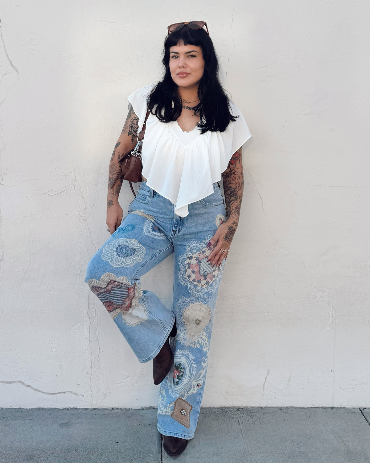Patchwork Straight Leg Jeans
