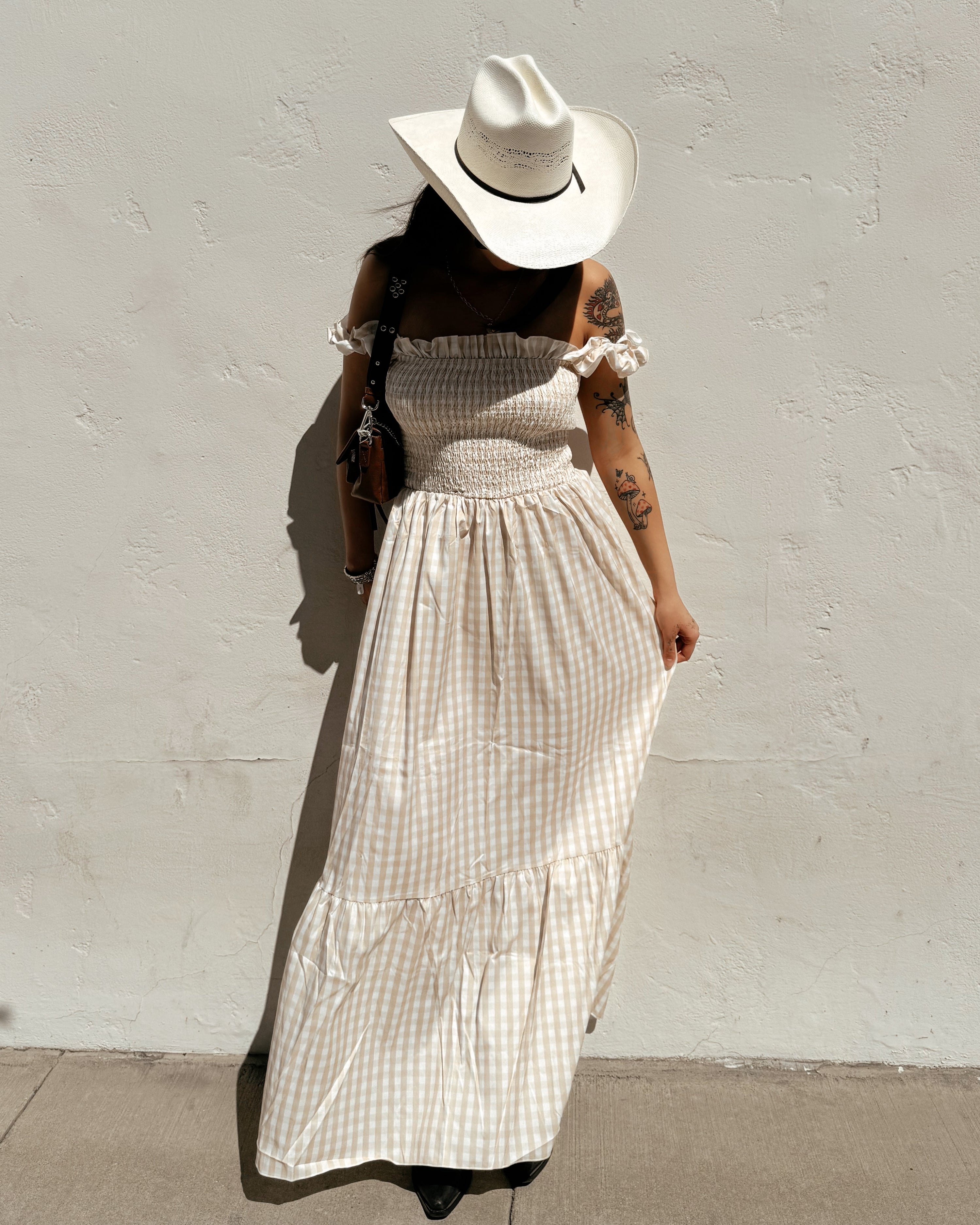 Gingham Ruffle Maxi Dress