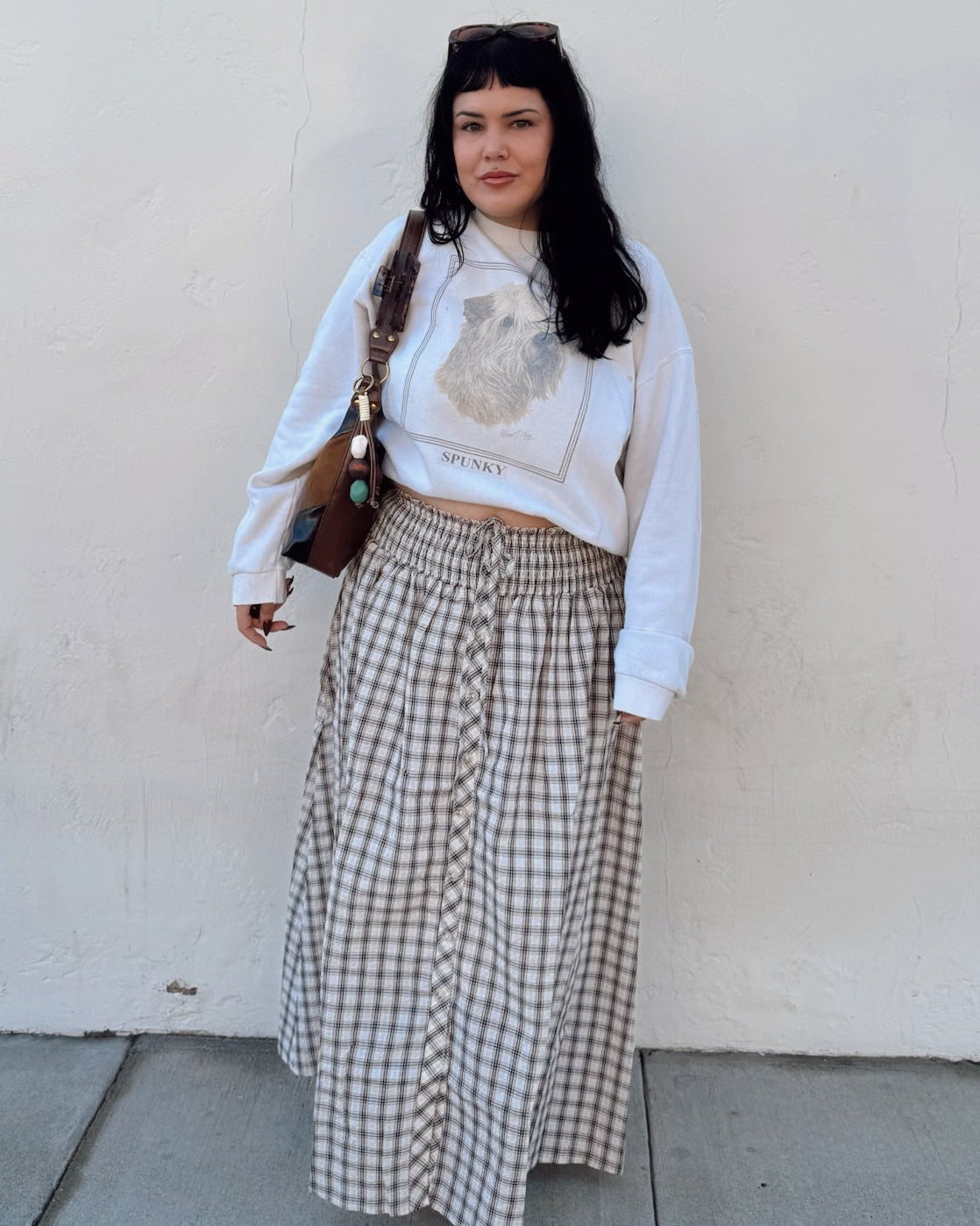 Plaid Maxi Skirt - Burnout