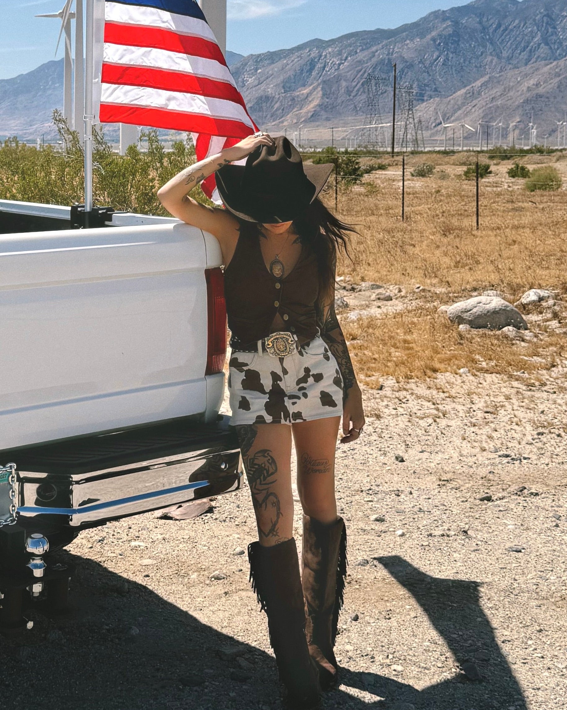 Cow Print Skort - Brown