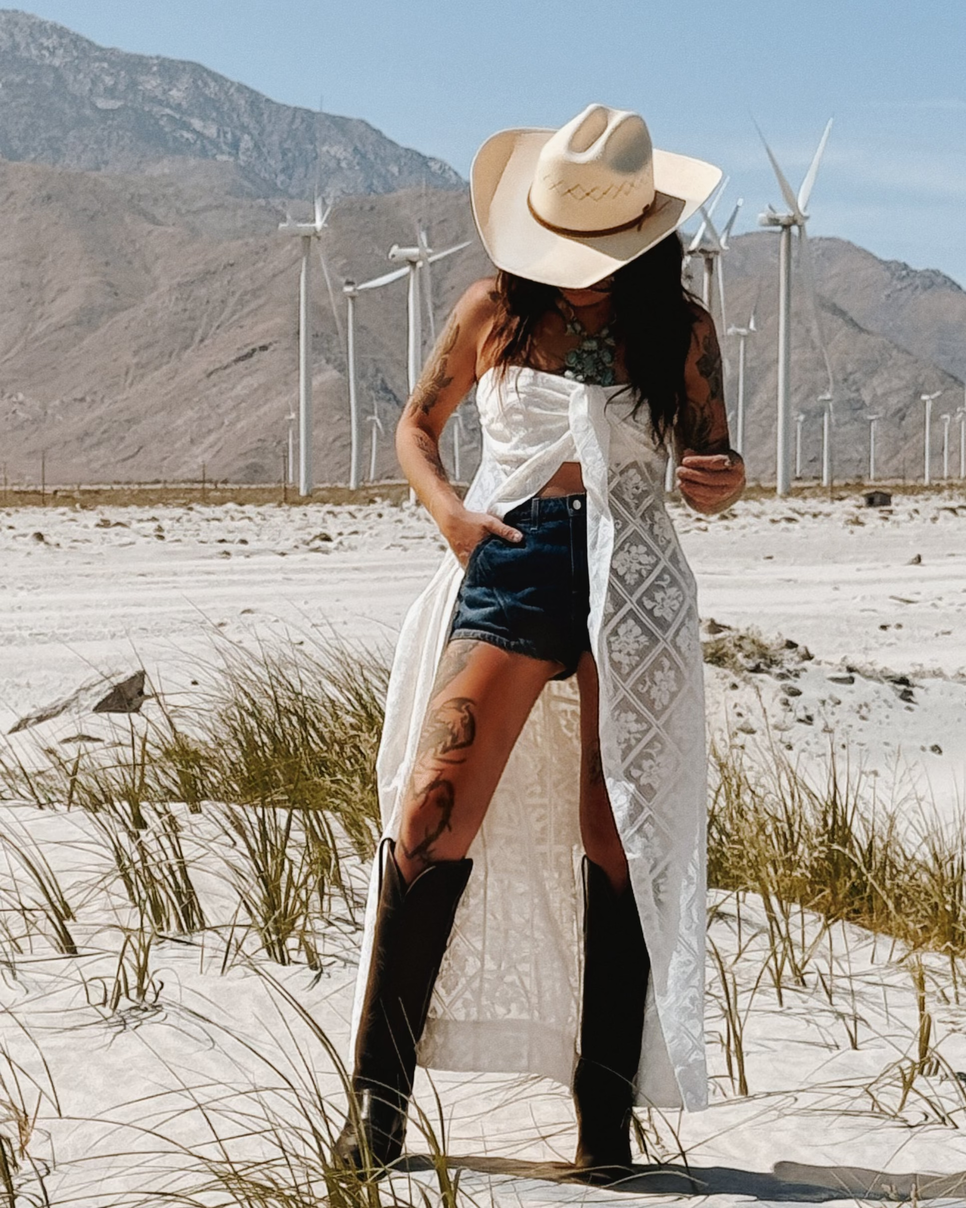 Lace Bandeau Split Front Maxi Top