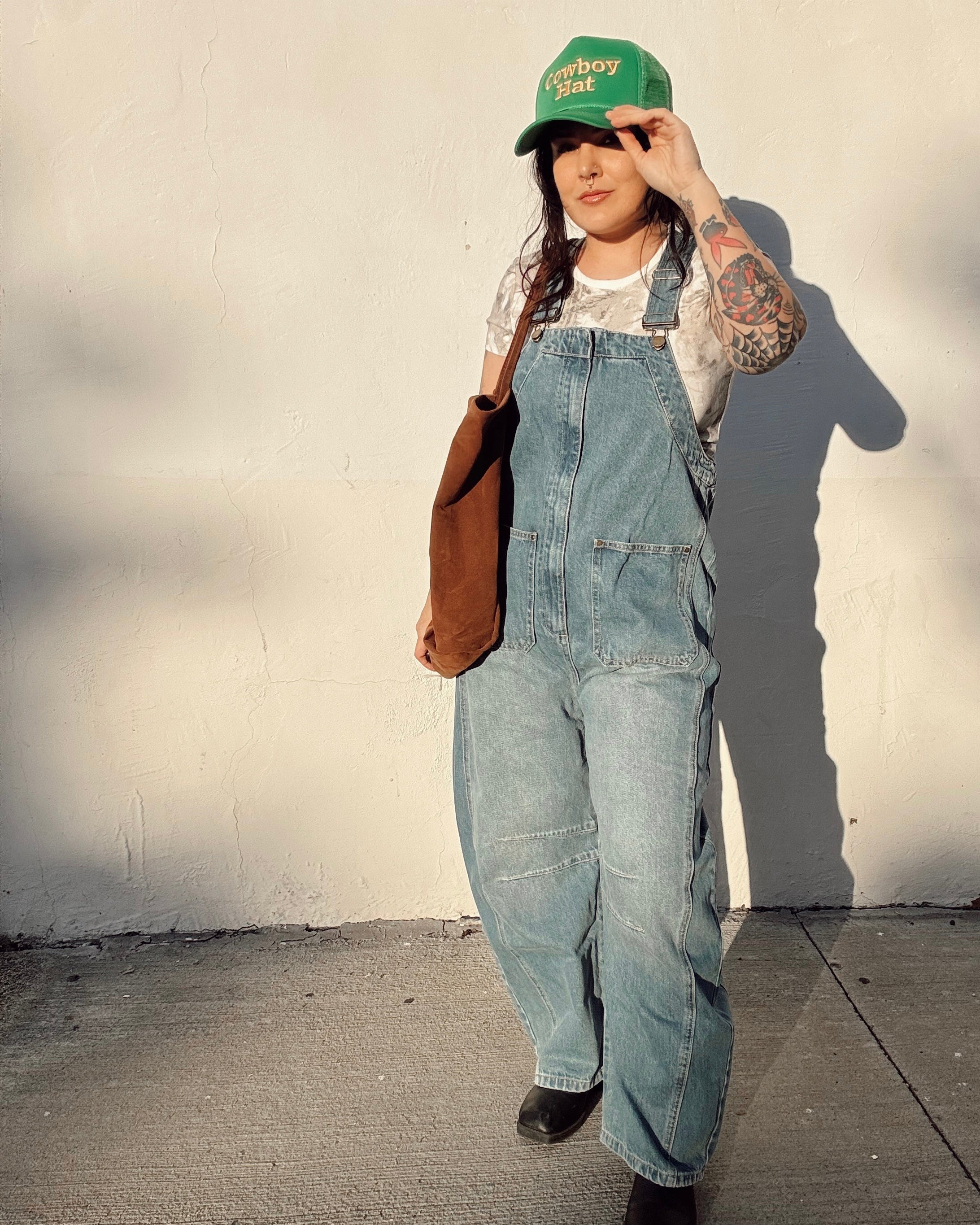 Barrel Leg Denim Overalls
