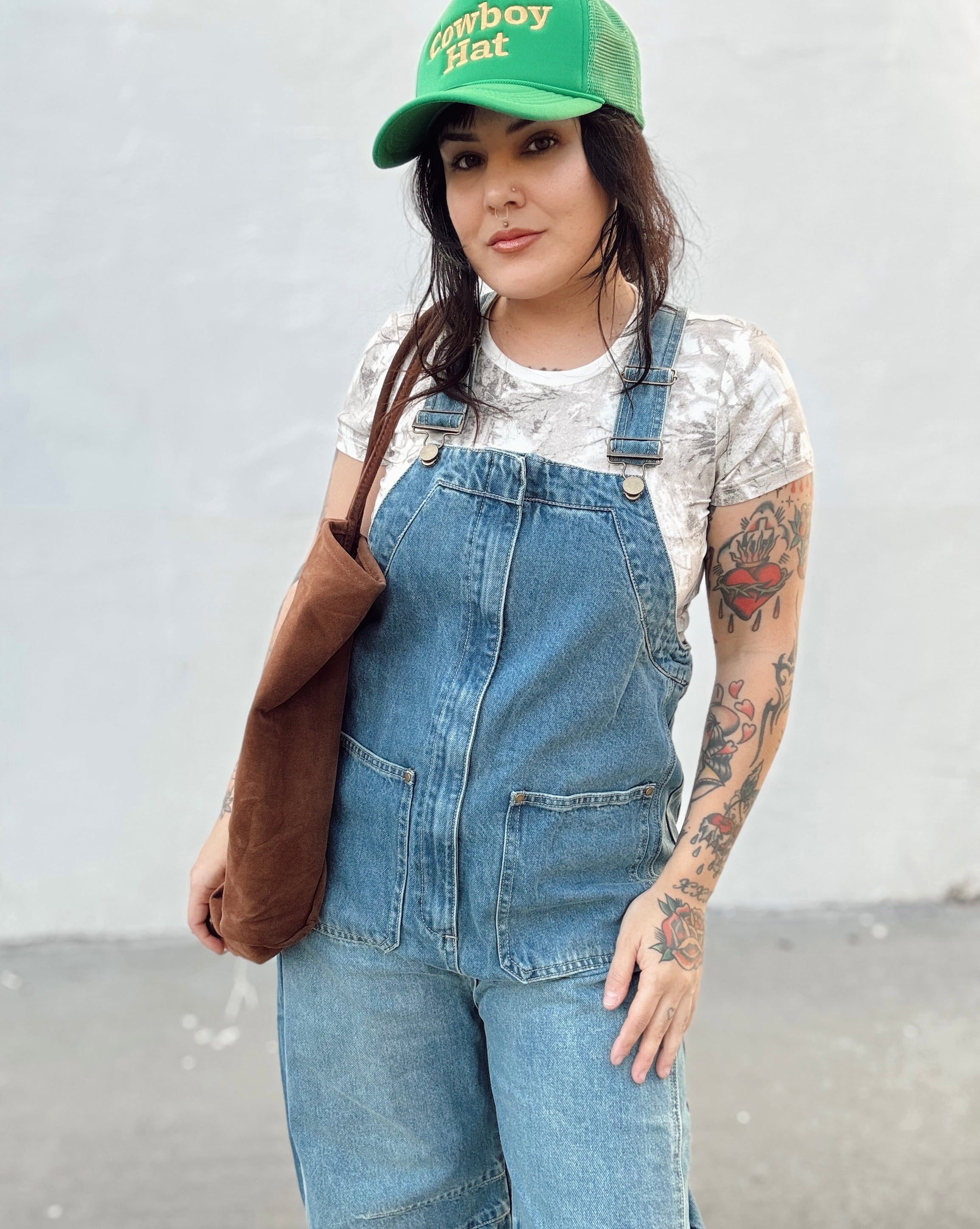 Barrel Leg Denim Overalls