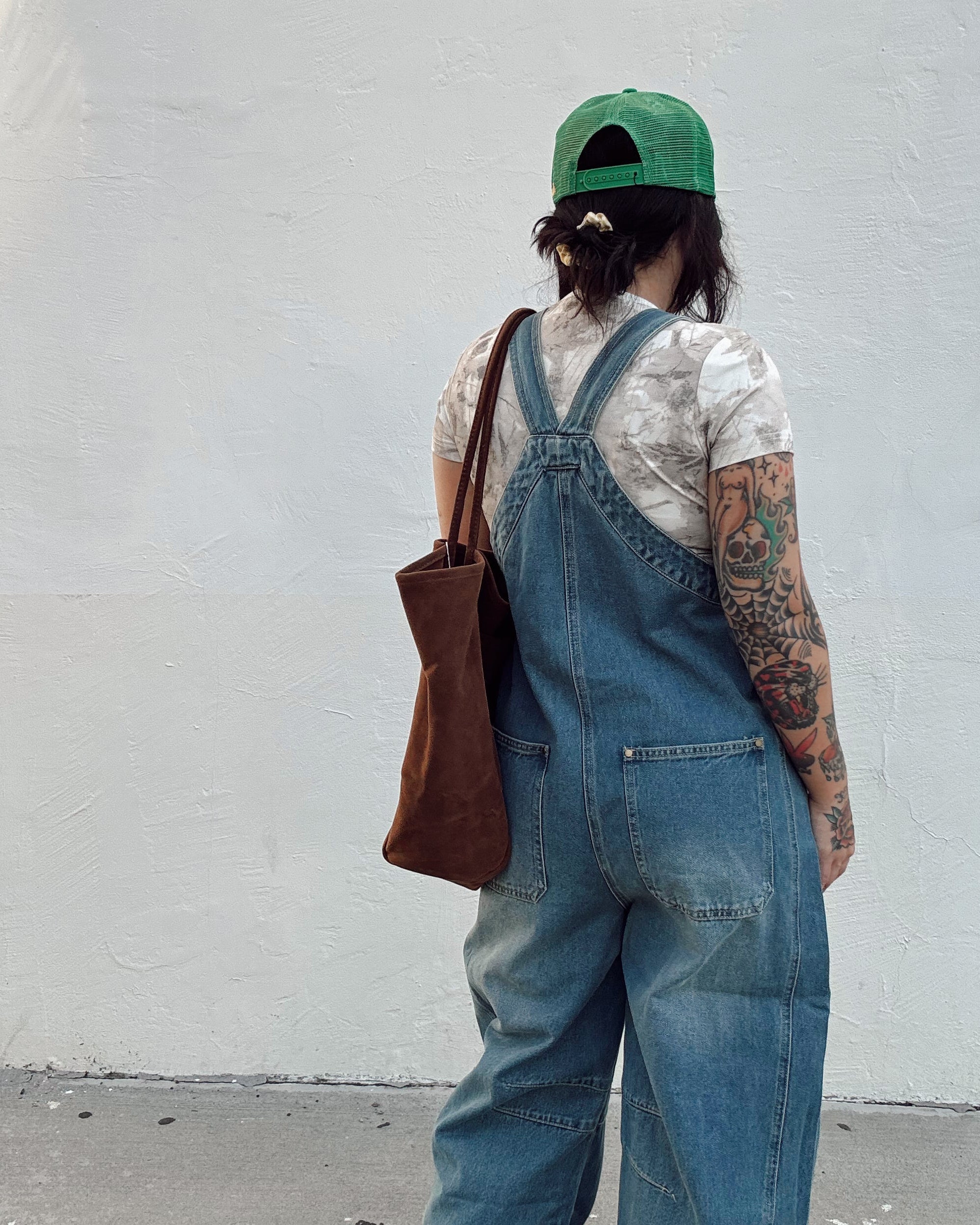 Barrel Leg Denim Overalls