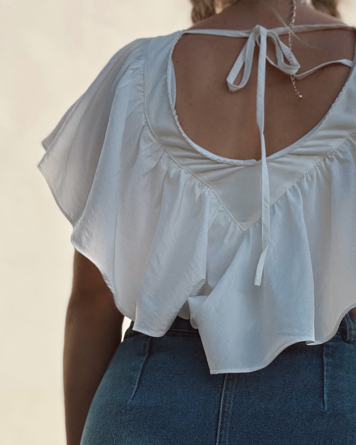 Plunge Ruffle Crop