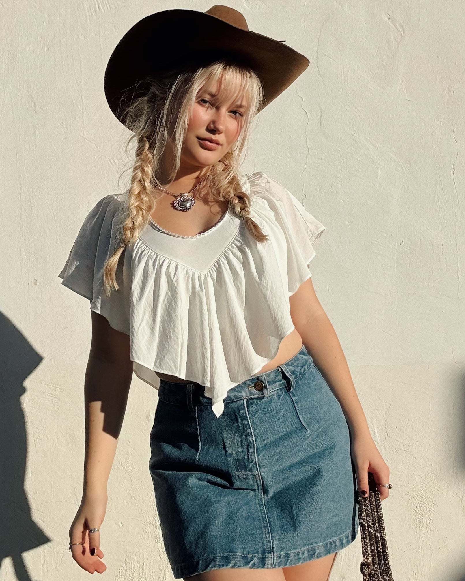 Plunge Ruffle Crop