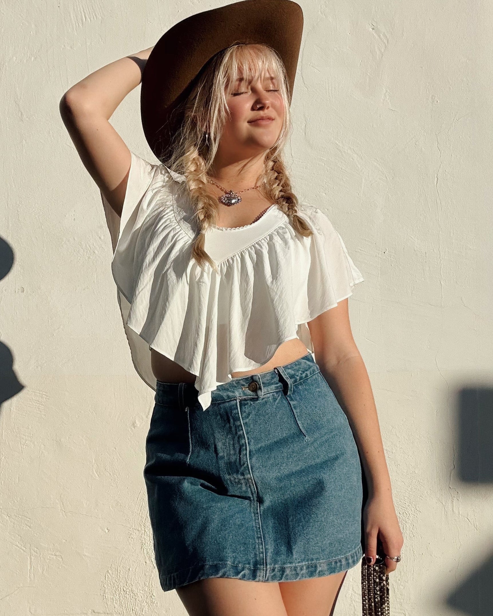 Plunge Ruffle Crop
