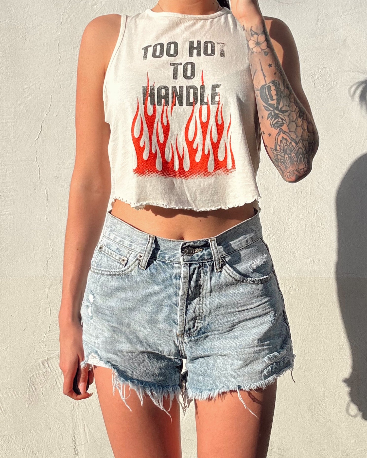 Thrashed Denim Shorts
