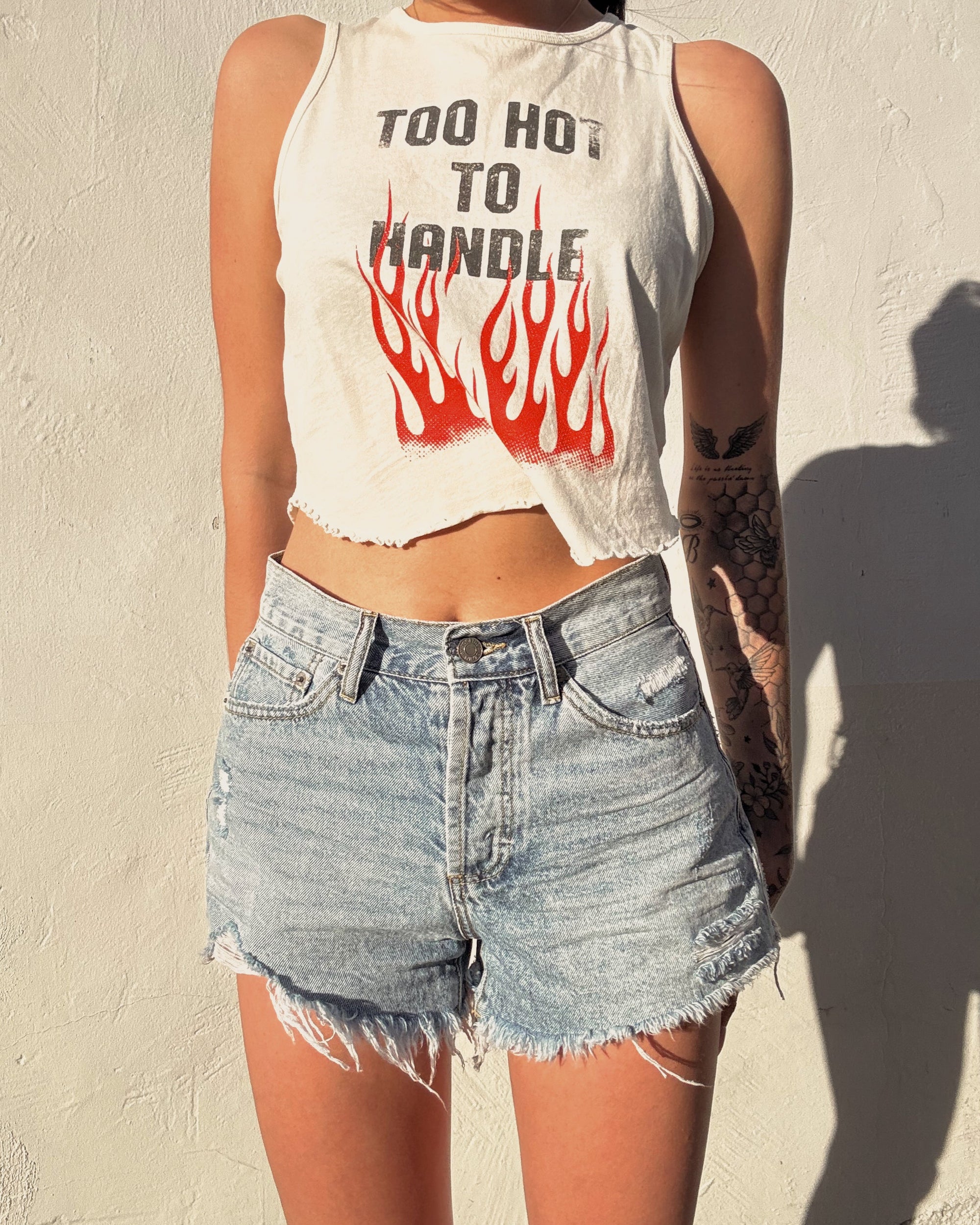 Thrashed Denim Shorts