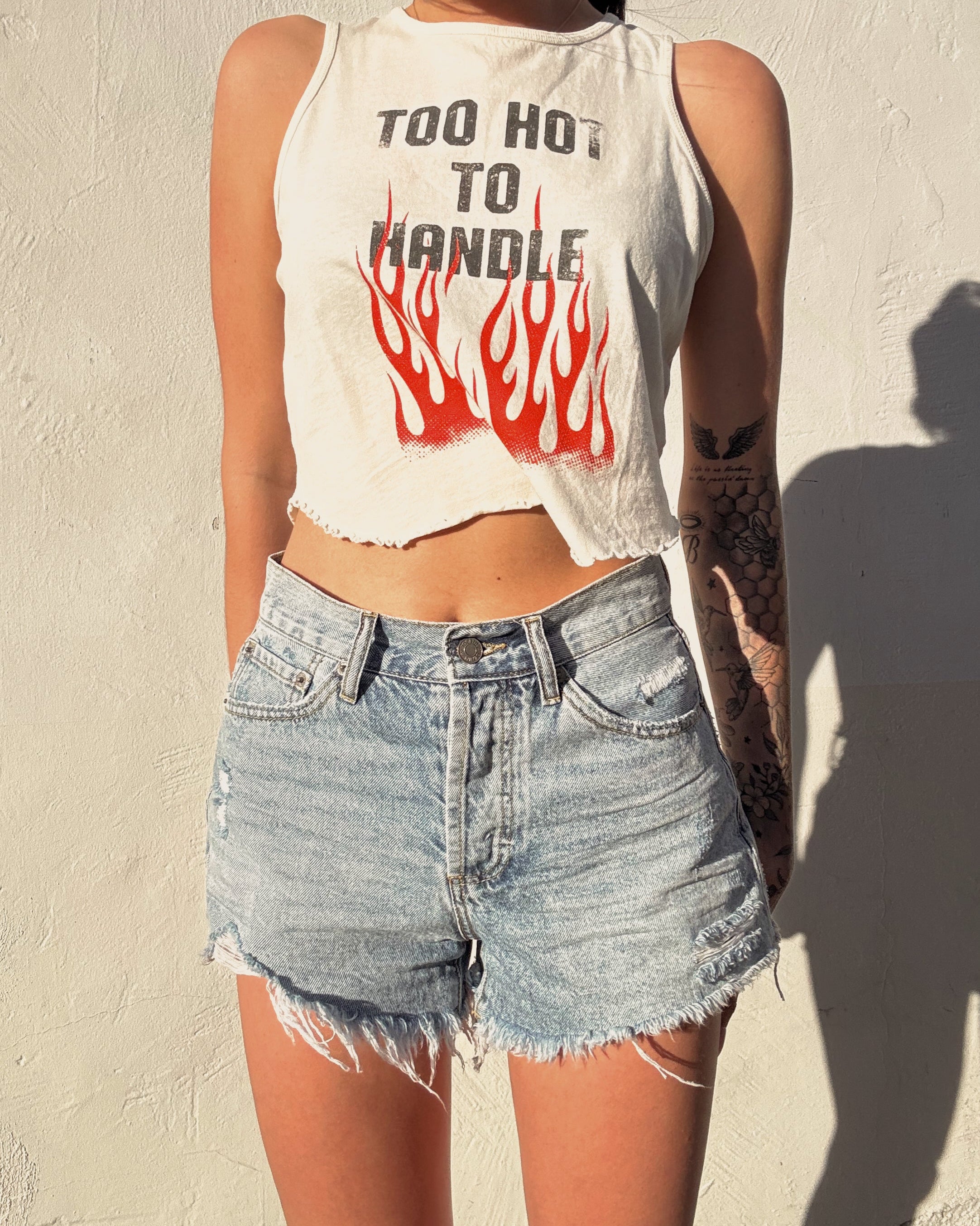 Thrashed Denim Shorts