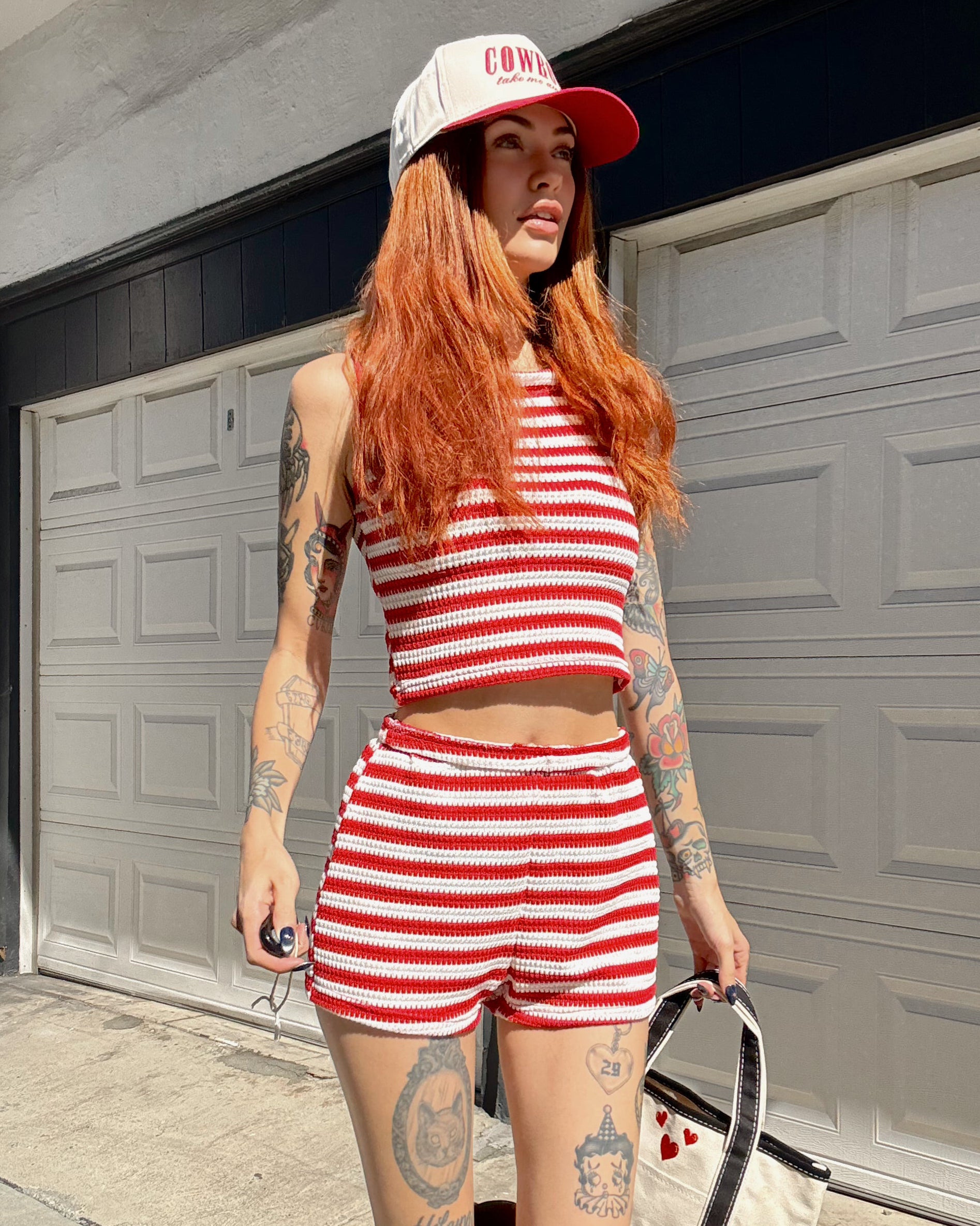 Knit Stripe Set - Red