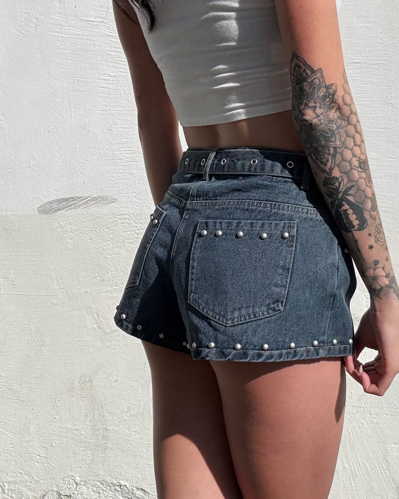 Stud Denim Shorts