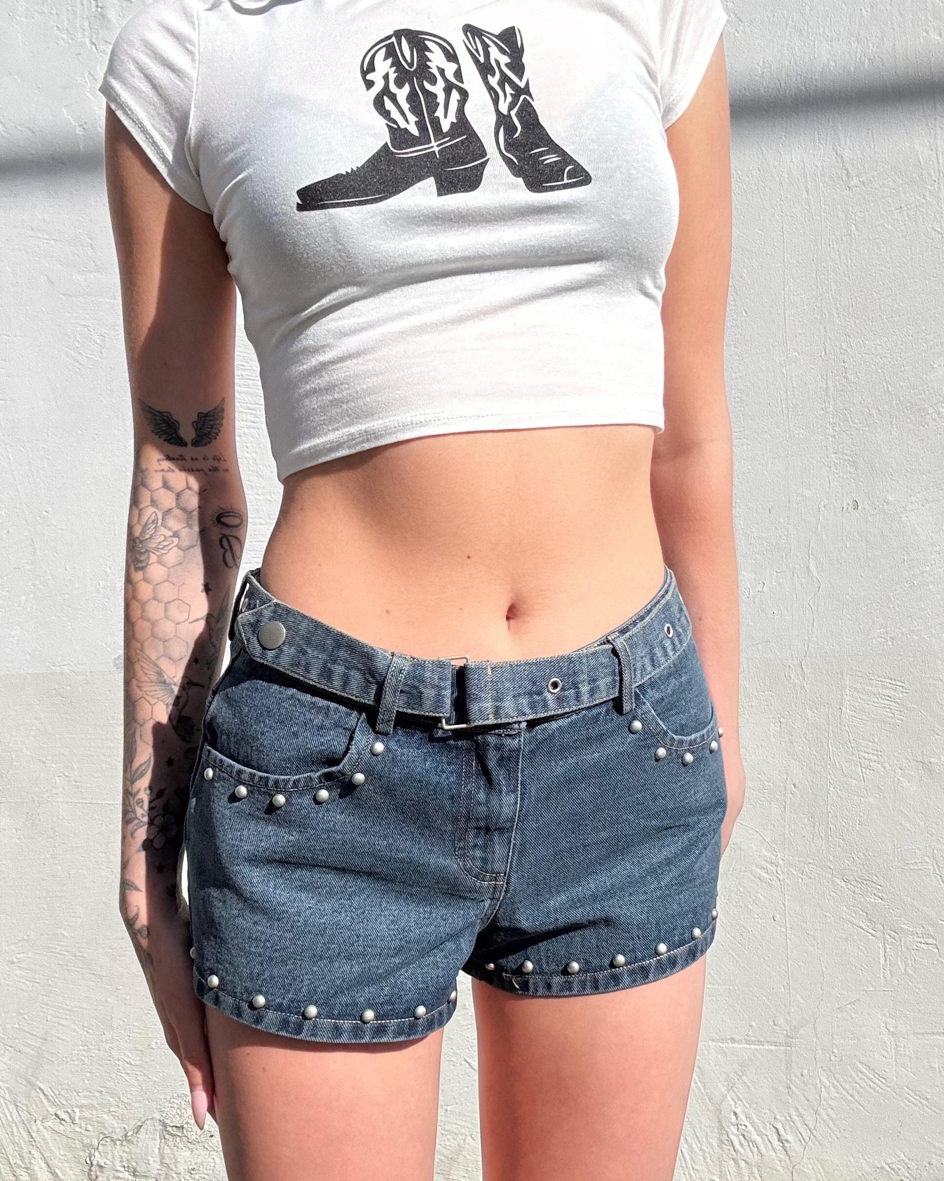 Stud Denim Shorts