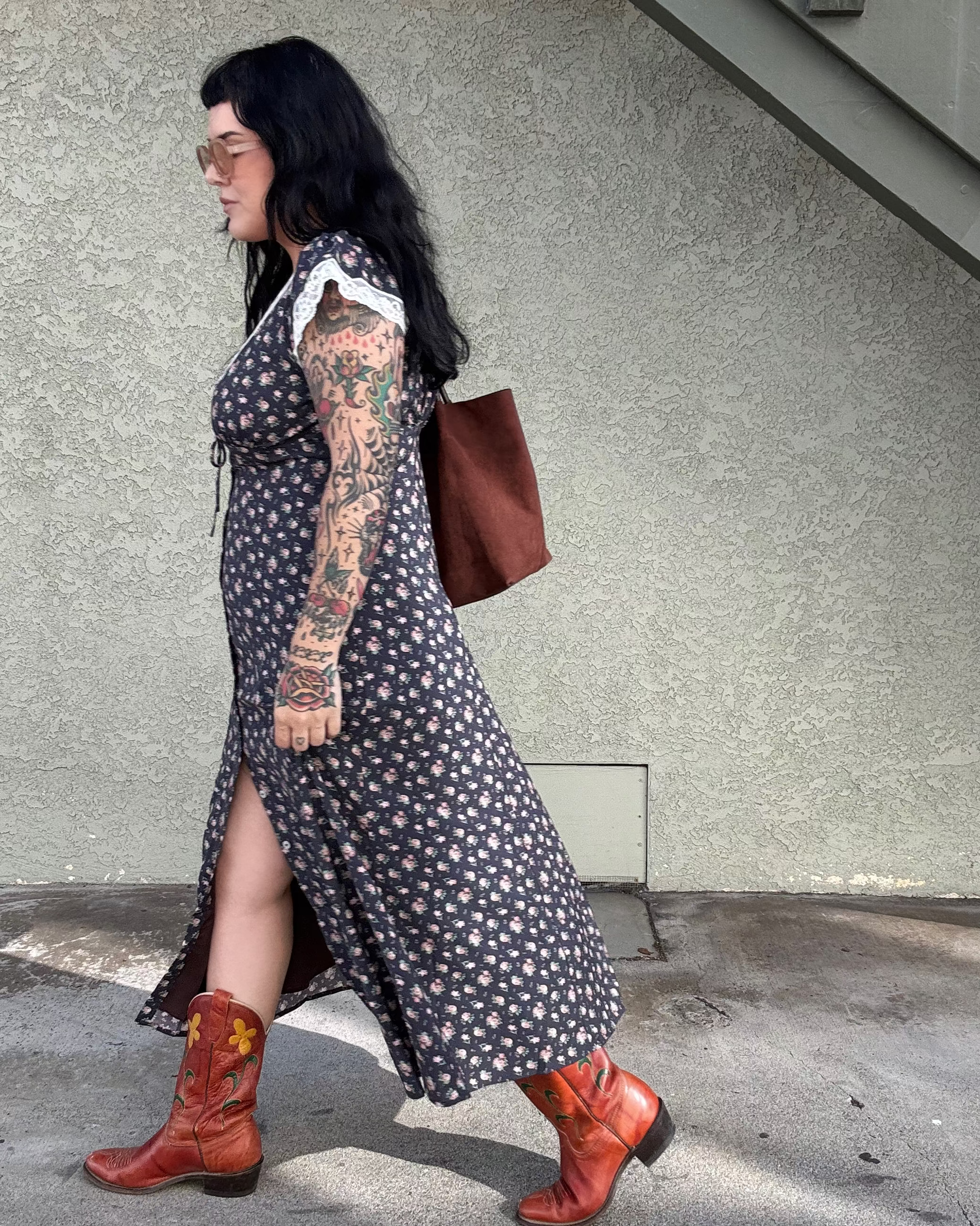 Lace Trim Floral Slip Dress