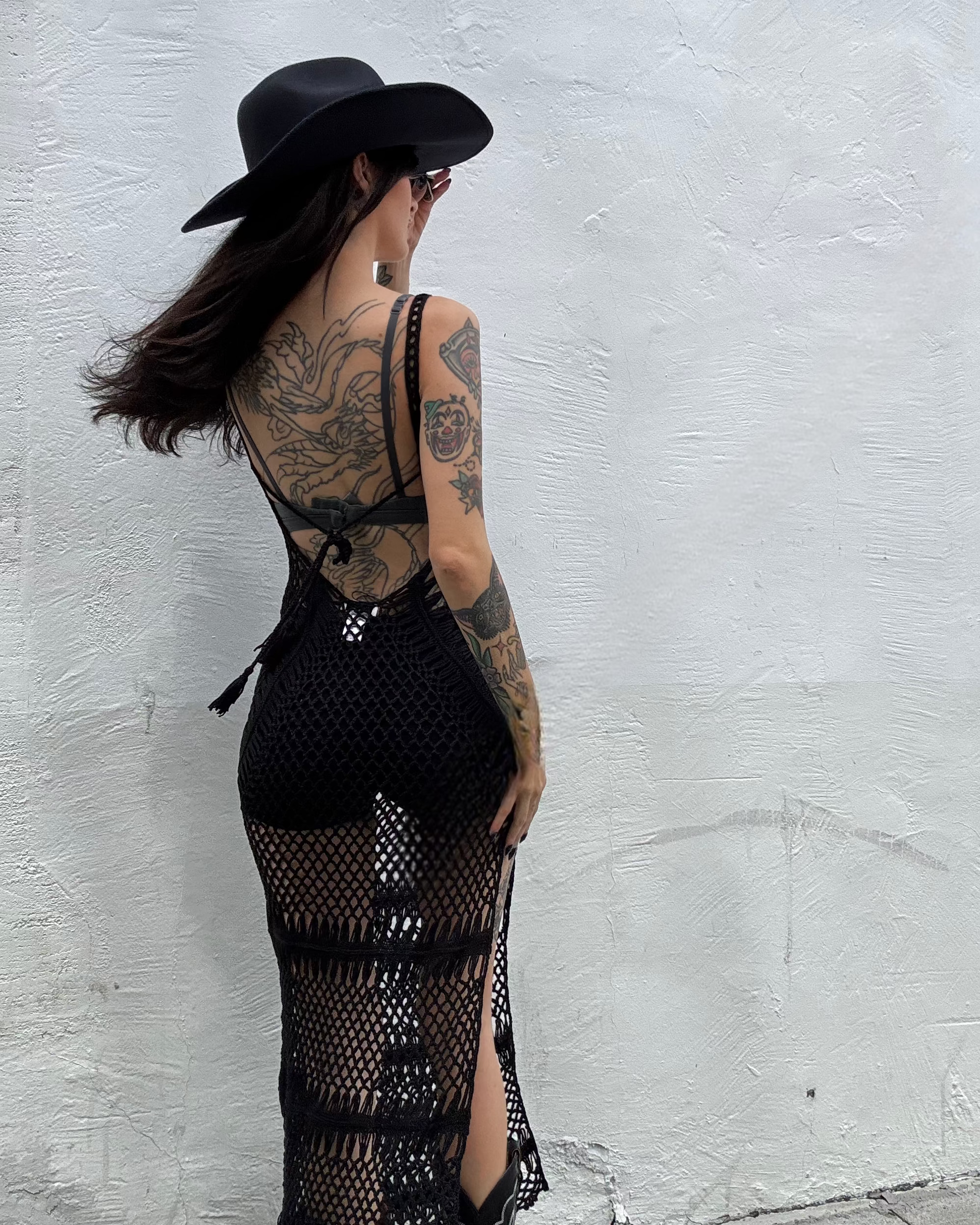 Crochet Maxi Dress - Black