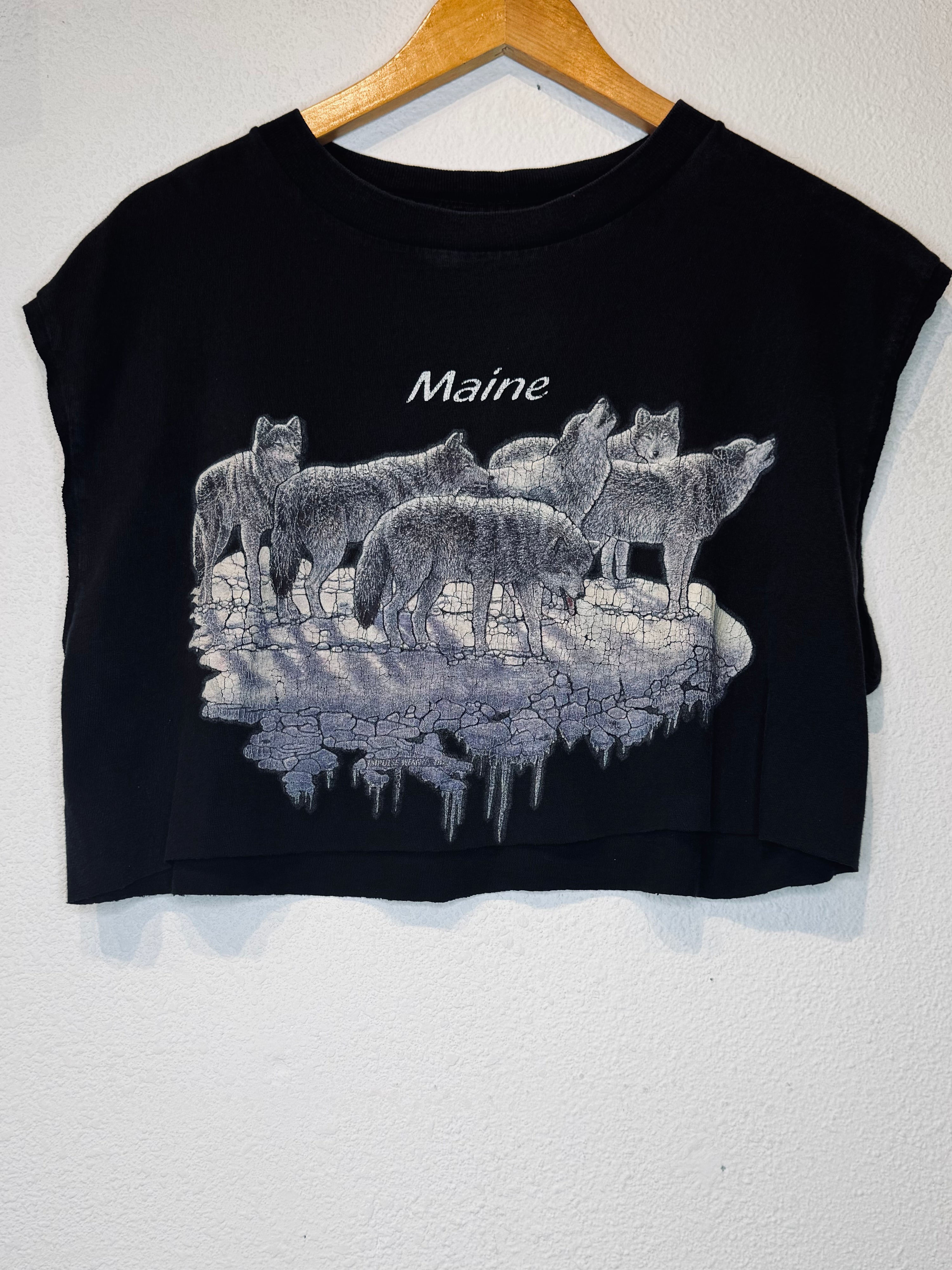 Maine Wolves Vintage Crop Tank