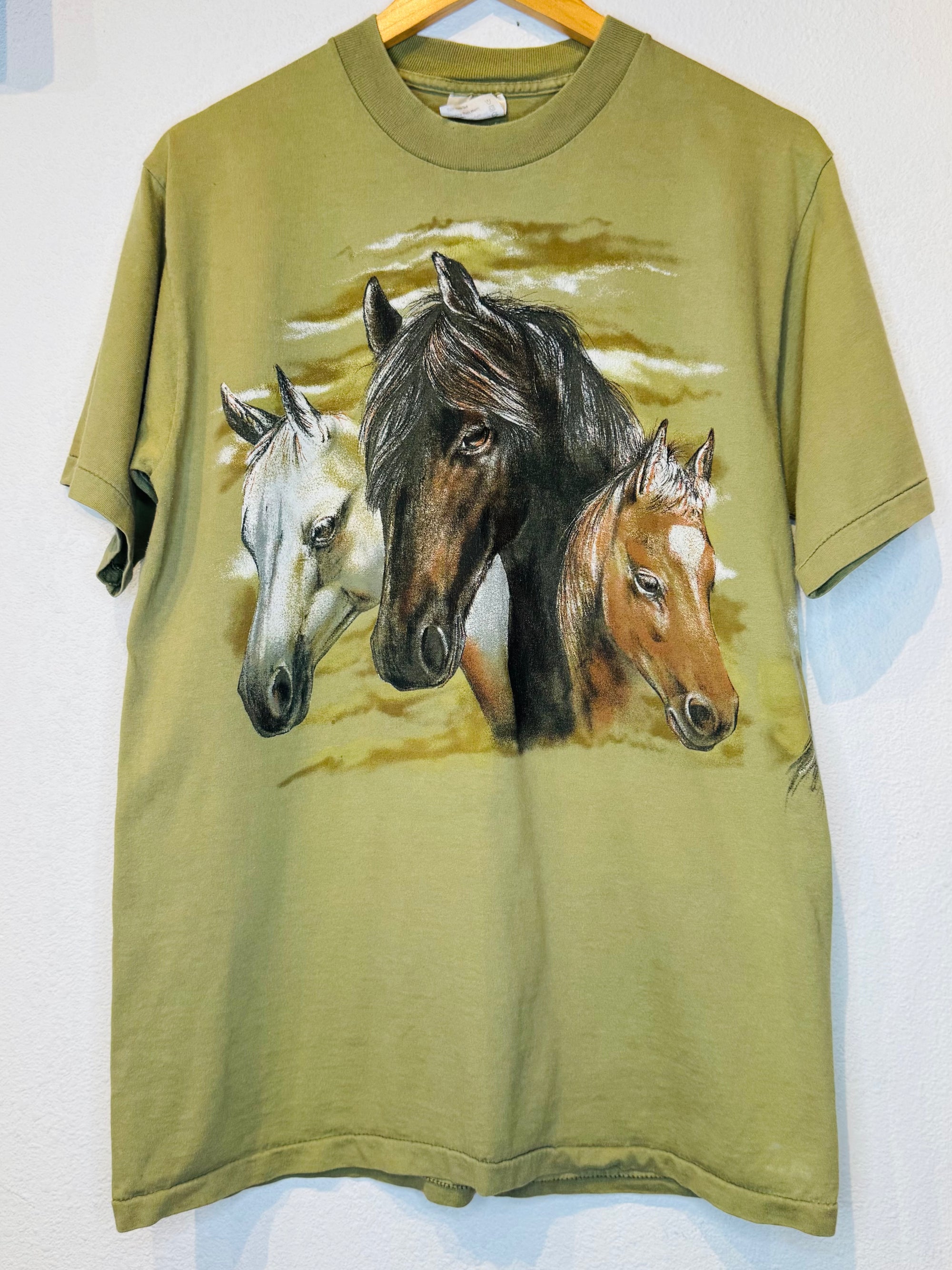 Horses Green Vintage Tee