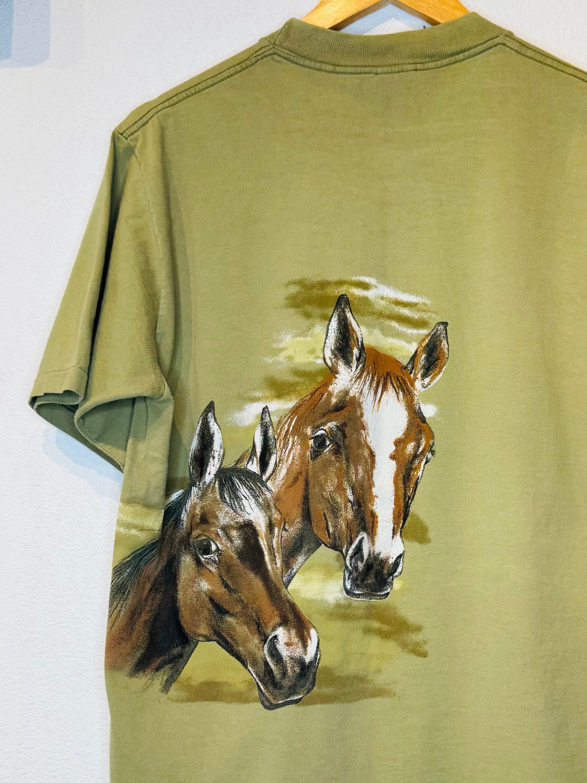 Horses Green Vintage Tee