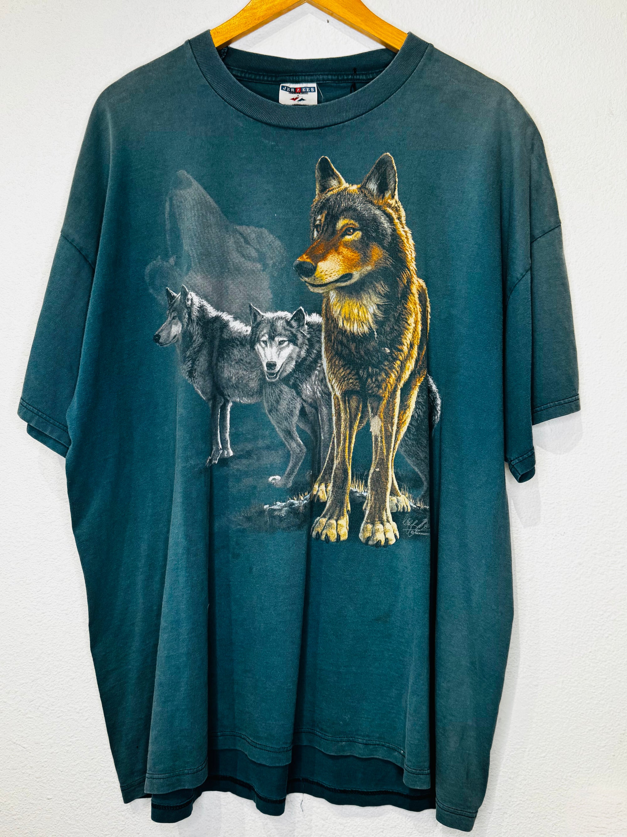 Wolves Teal Vintage Tee