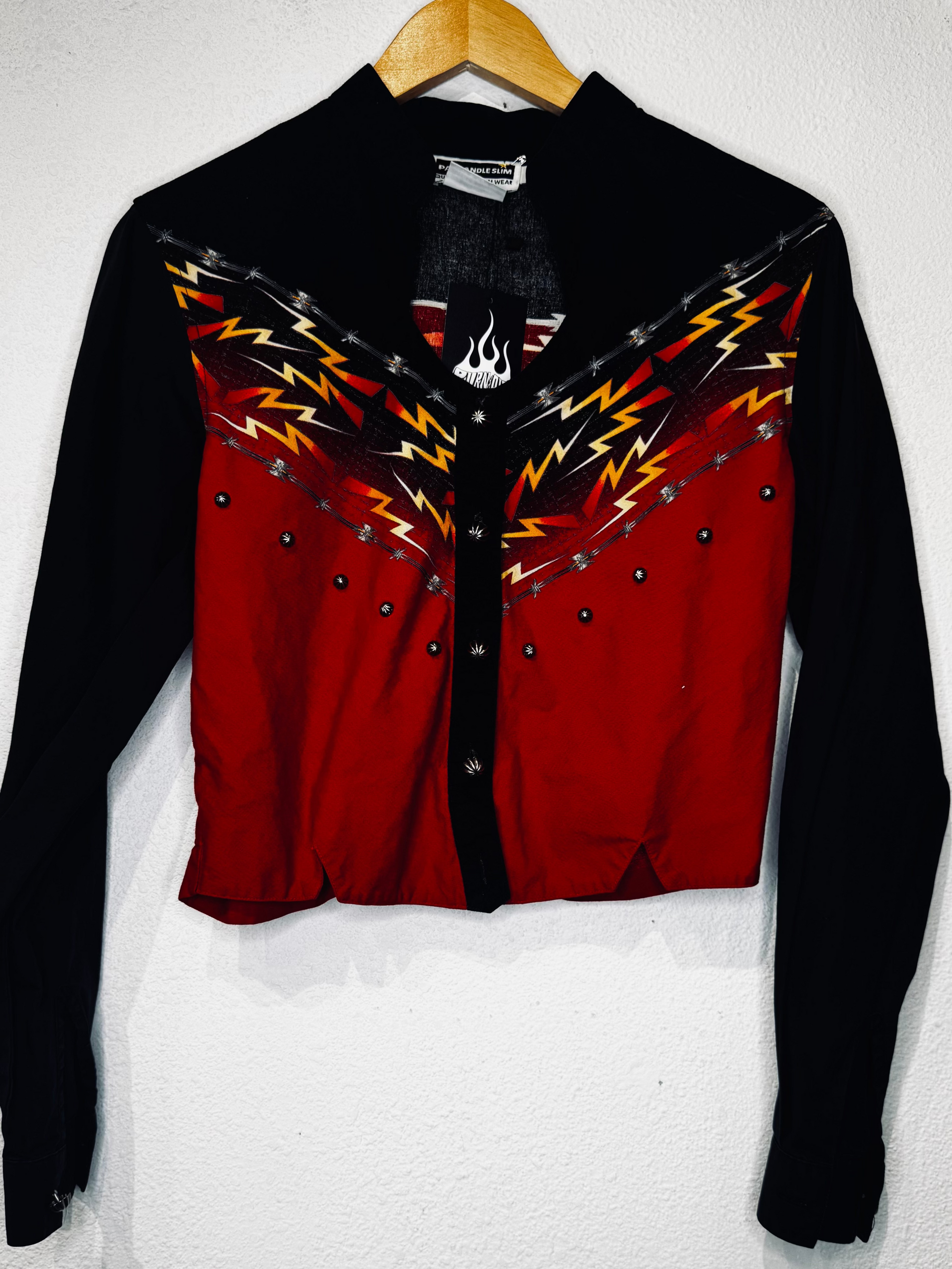 Western Button Vintage Crop Long Sleeve