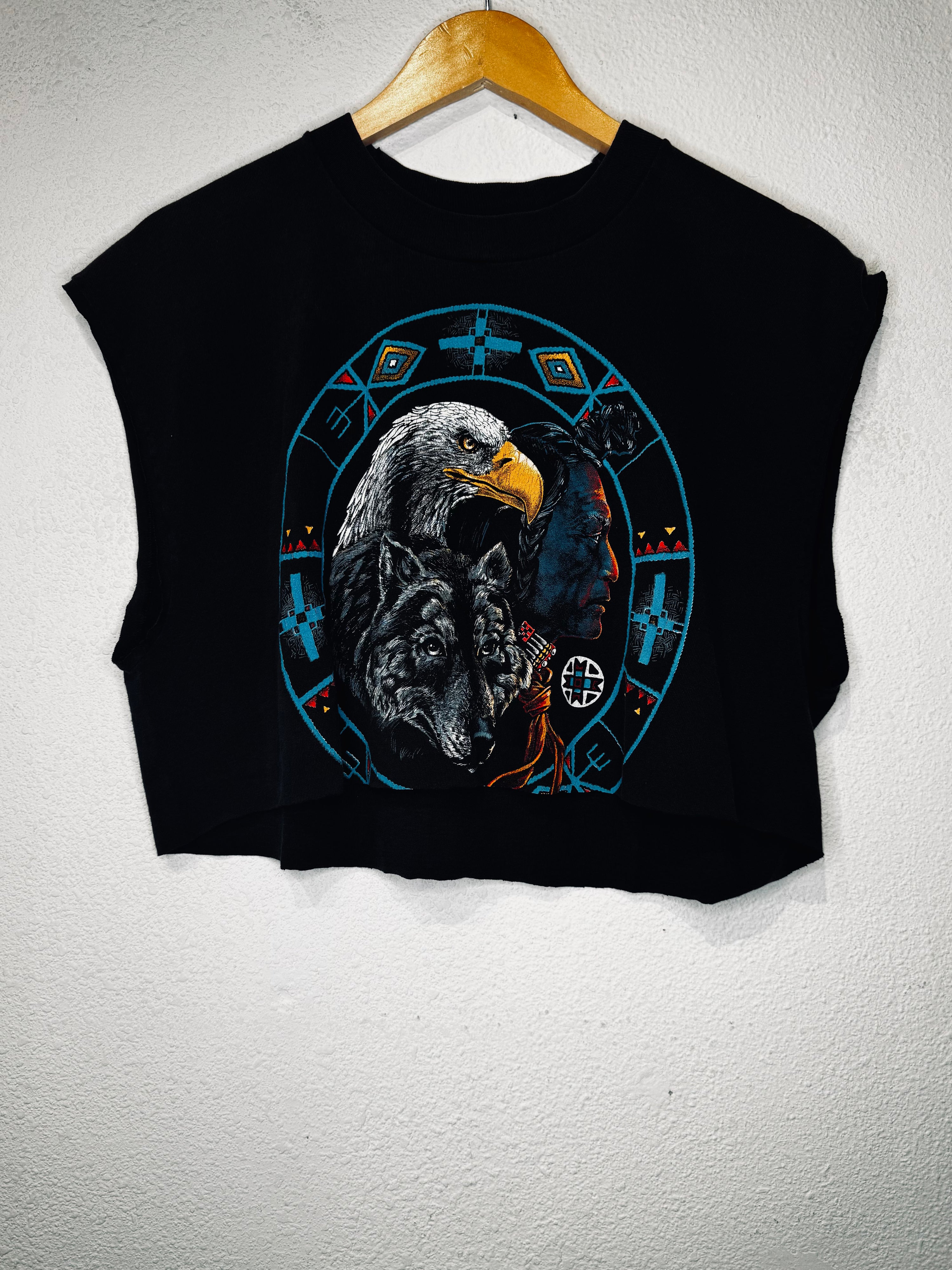 Eagle Wolf Indian Vintage Crop Tank