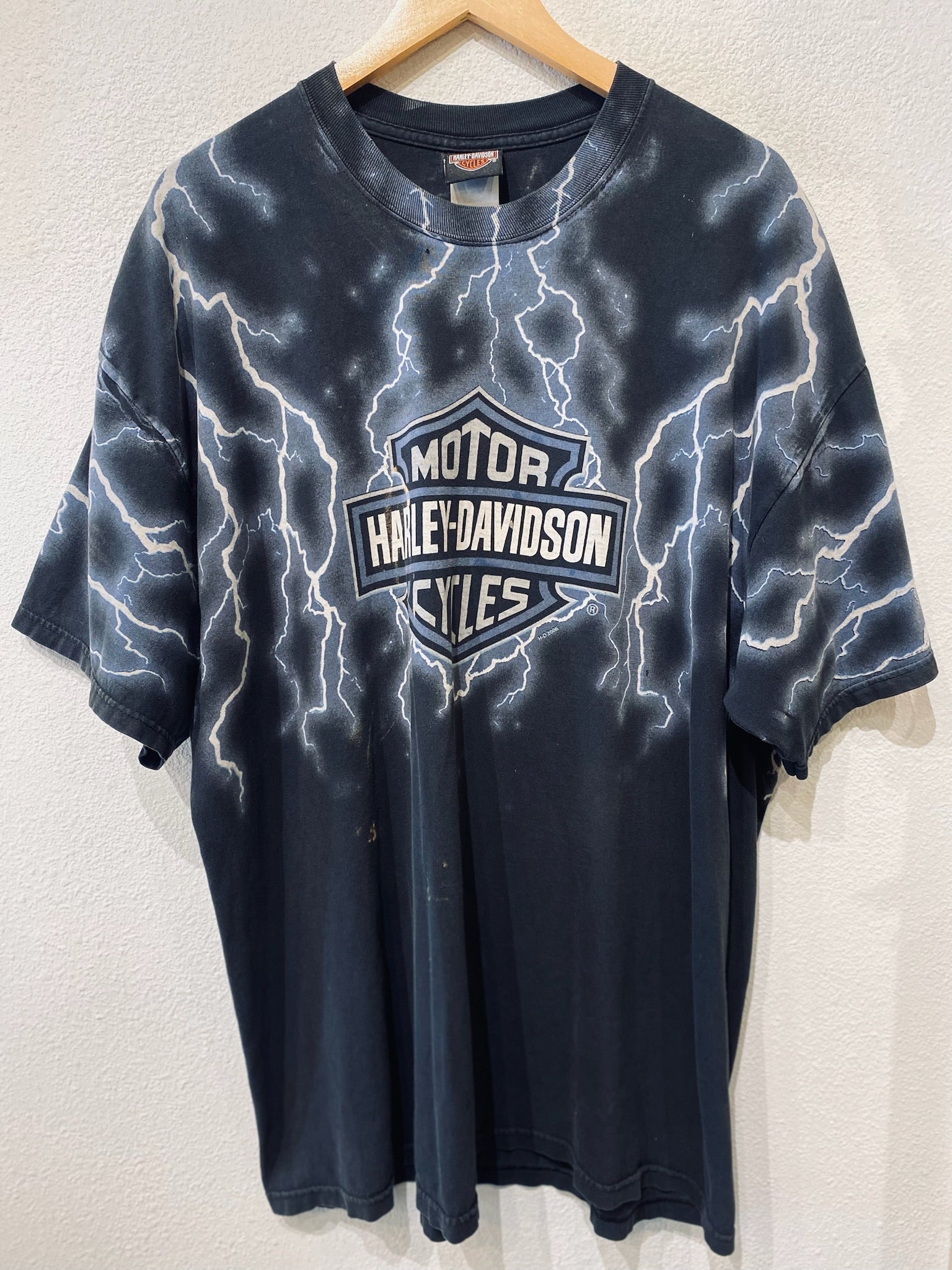 Grey Blue Lightning Harley Vintage Tee - Burnout