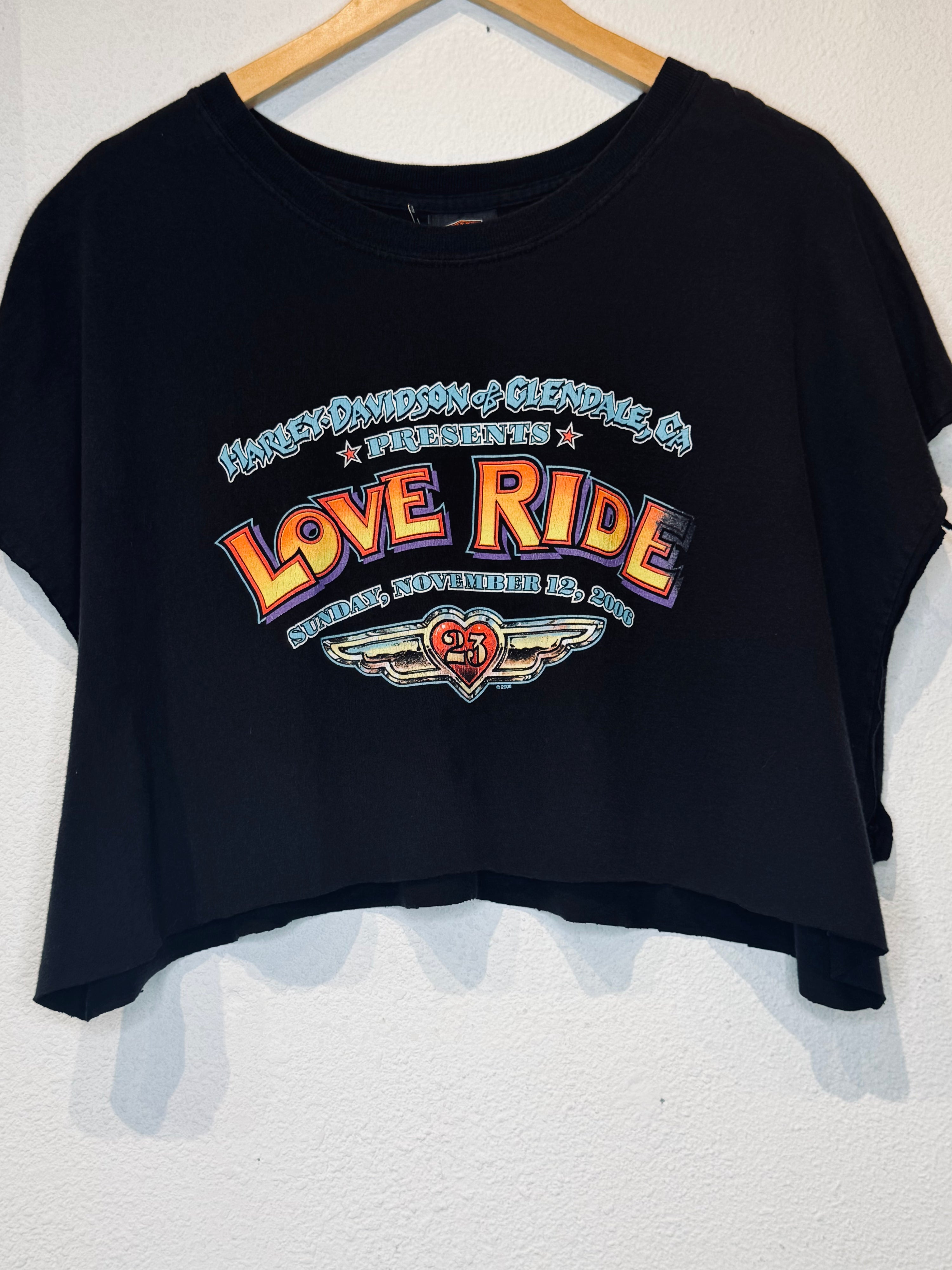 Love Ride Harley Vintage Crop Tank