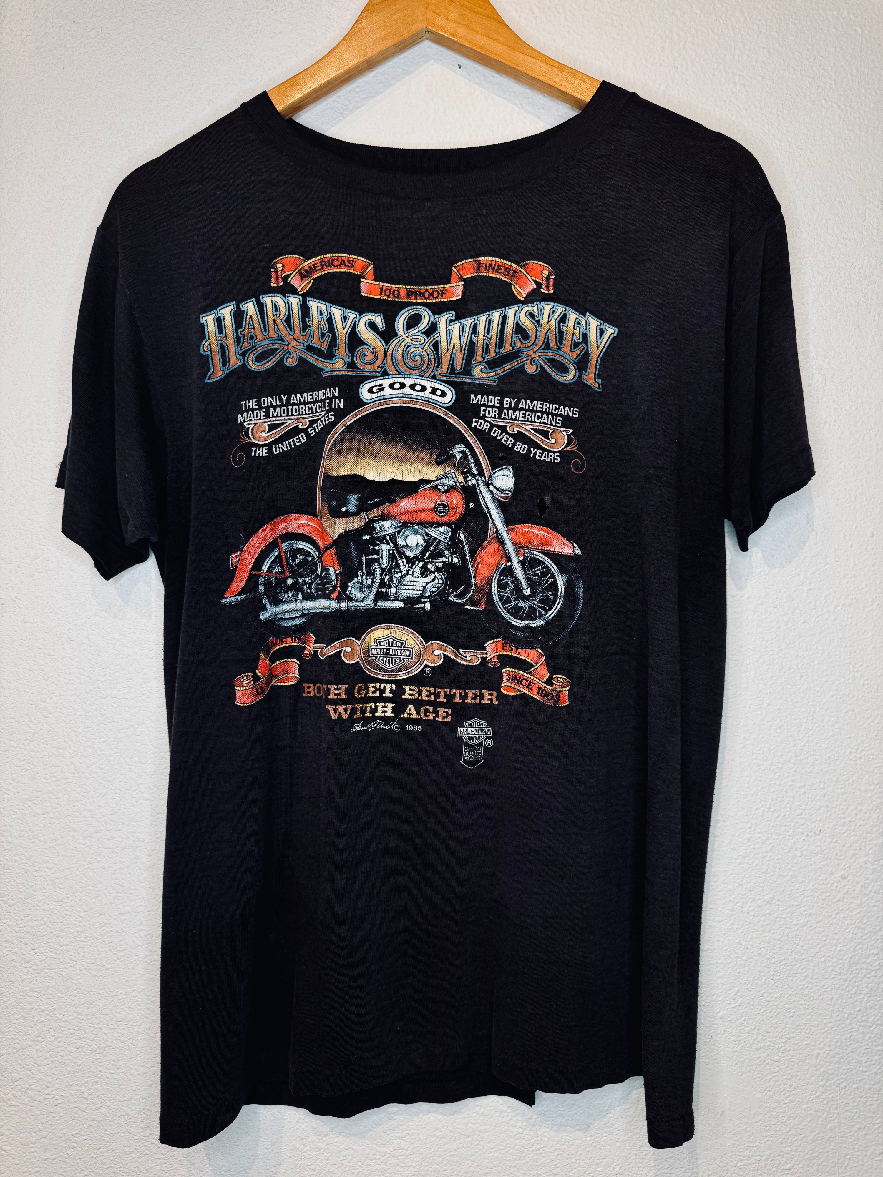 Harleys and Whiskey 3D Emblem '85 Vintage Tee