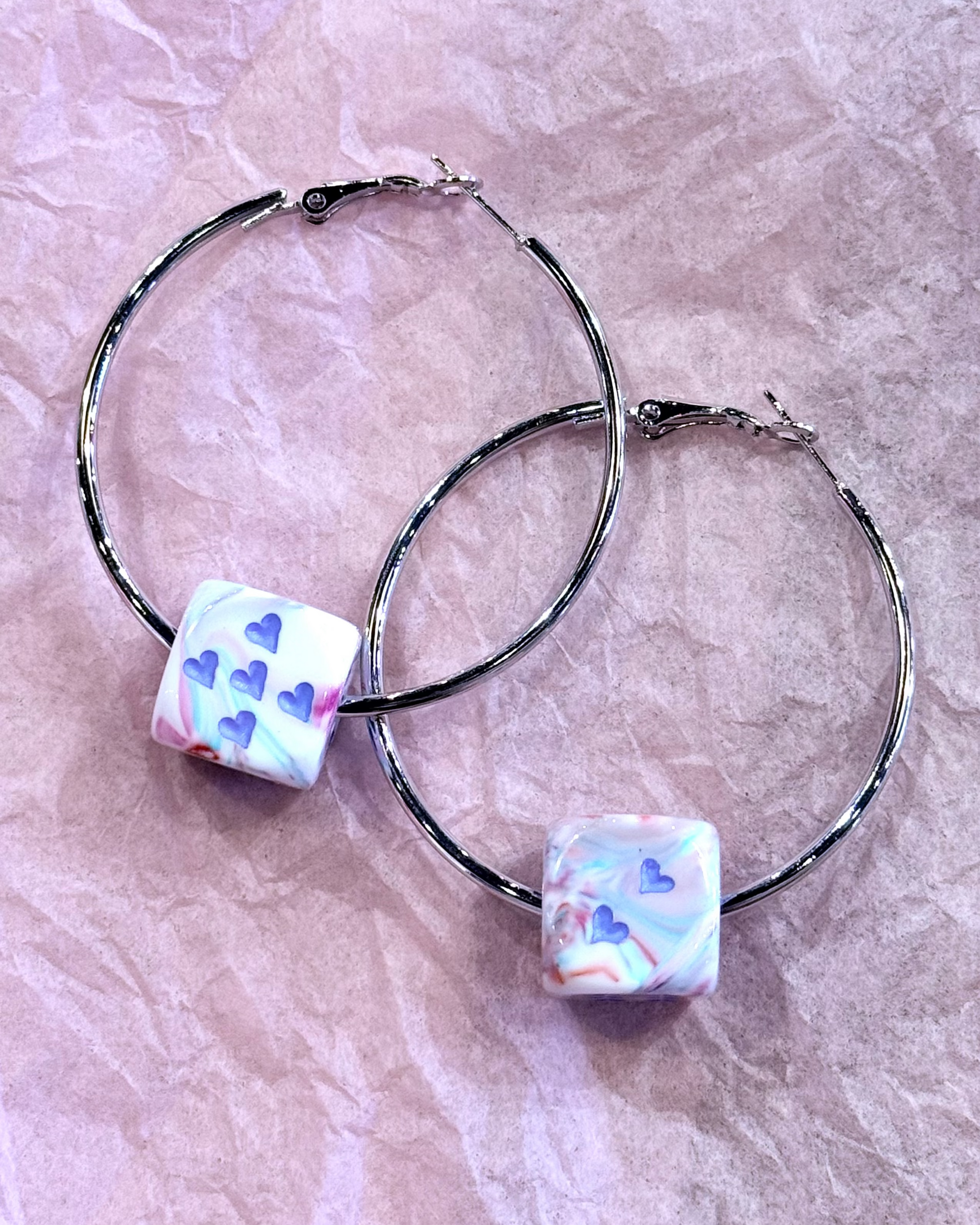 Love's A Gamble Dice Hoops - Cotton Candy