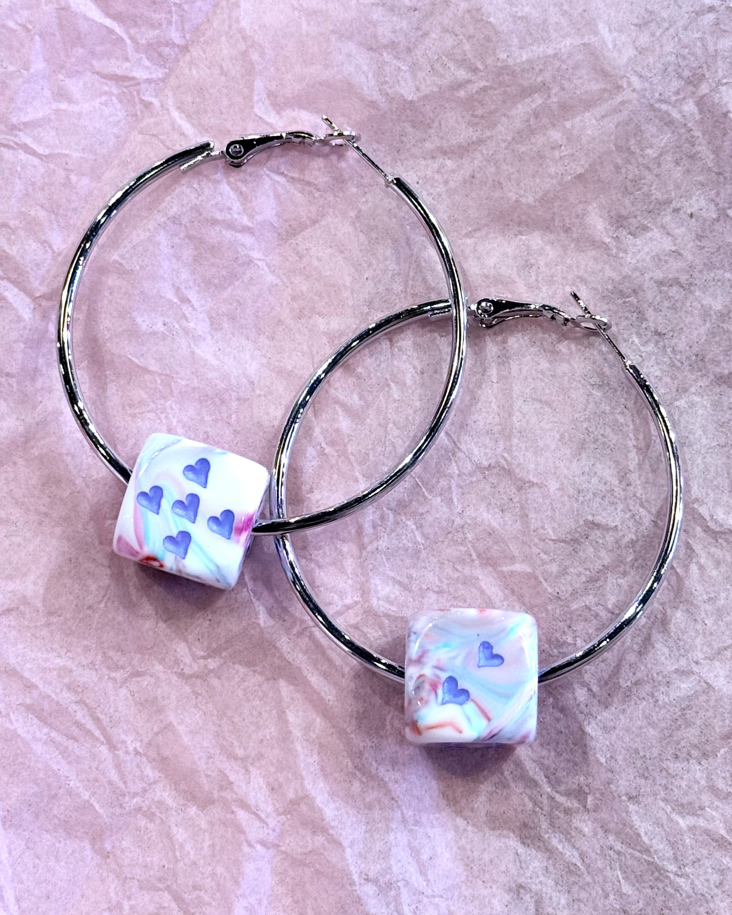 Love's A Gamble Dice Hoops - Cotton Candy