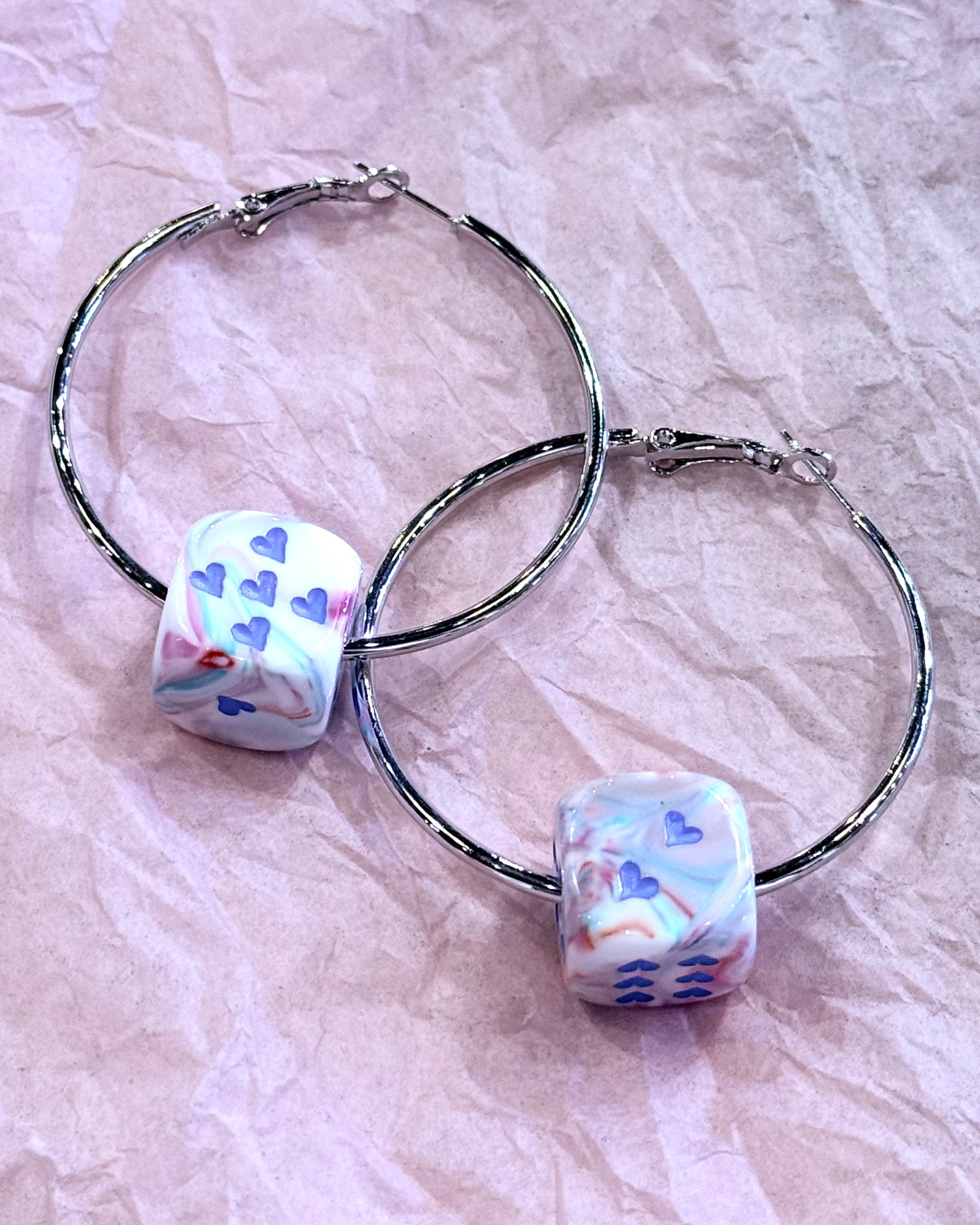 Love's A Gamble Dice Hoops - Cotton Candy