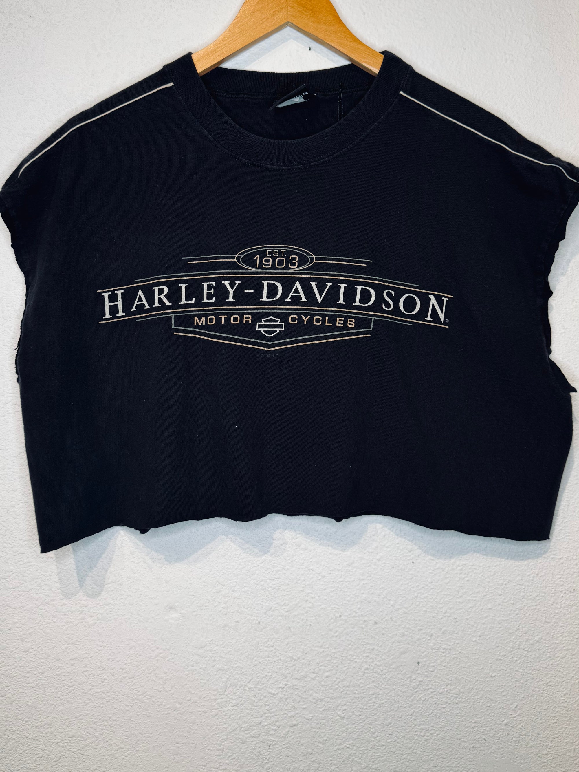 Stripe Sleeve Harley Vintage Crop Tank