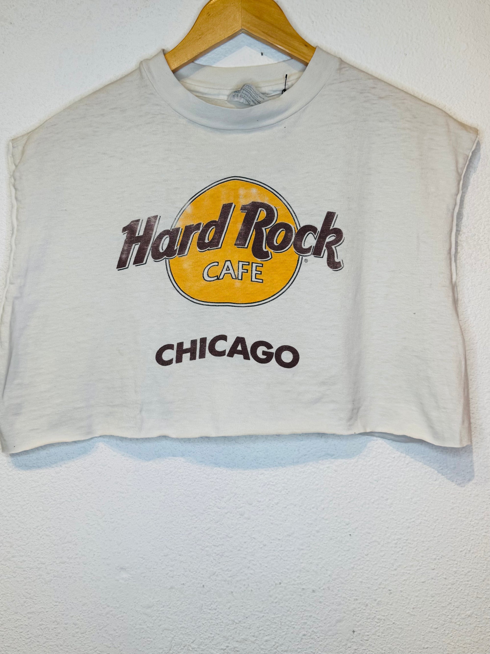Hard Rock Chicago White Vintage Crop Tank