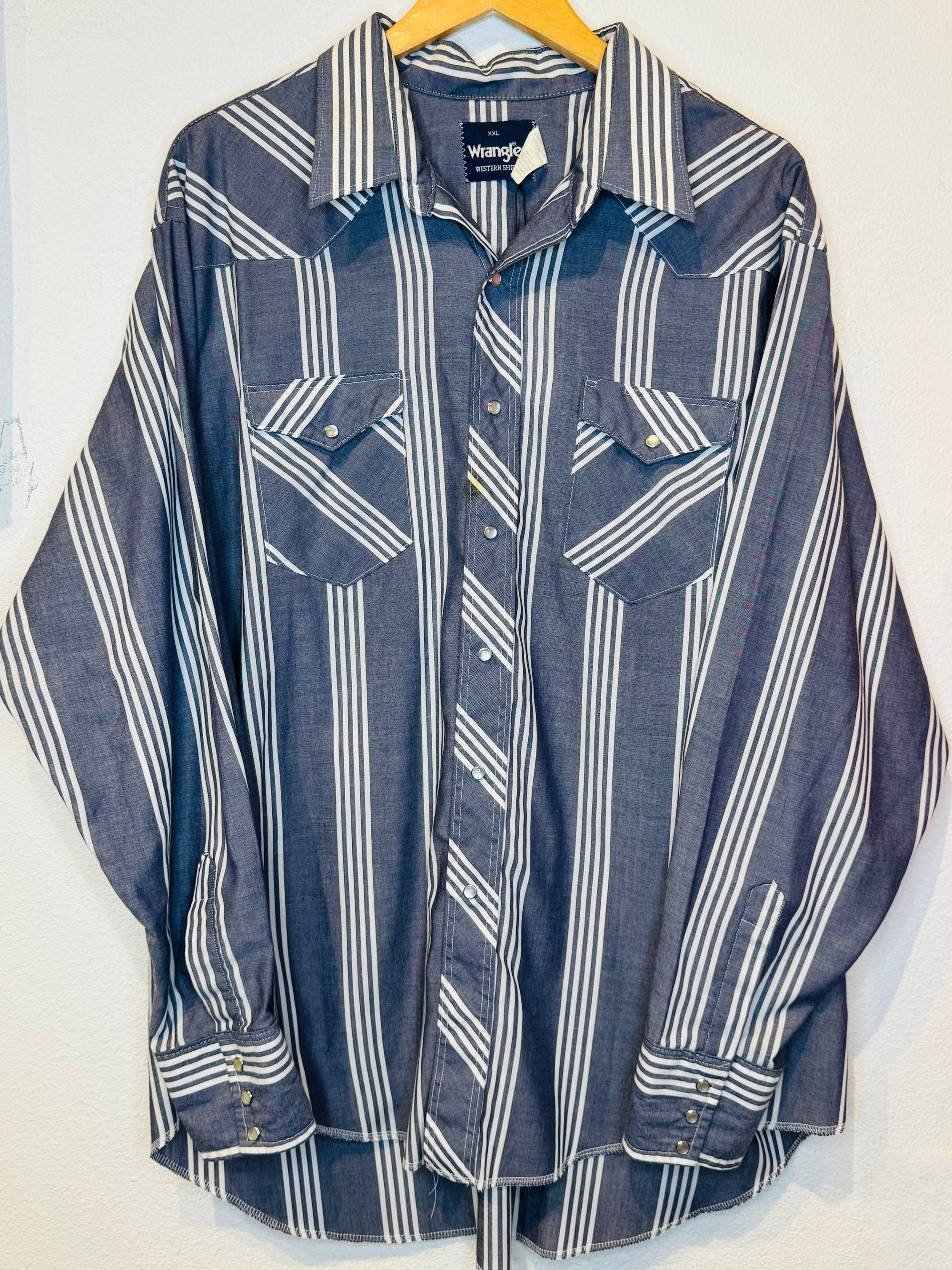 Wrangler Blue Stripe Vintage Pearl Snap