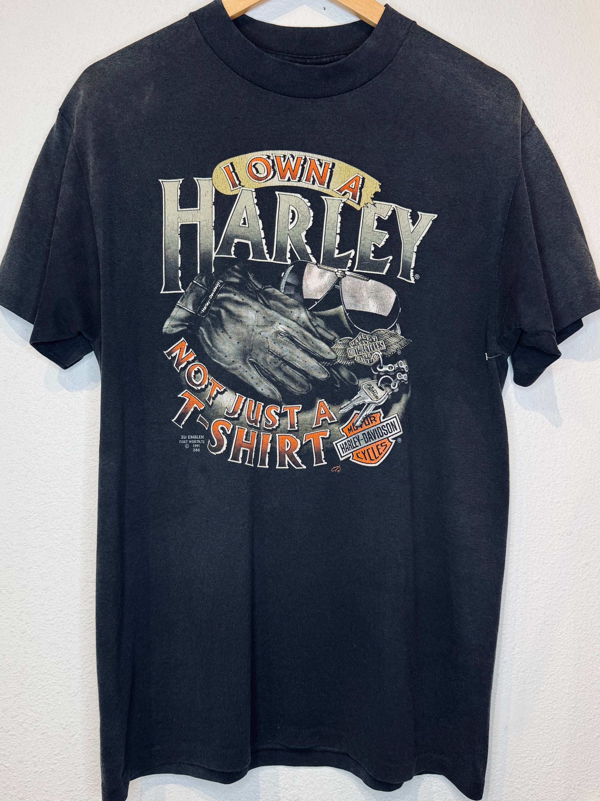 Not Just a T Shirt 3D Emblem '91 Harley Vintage Tee