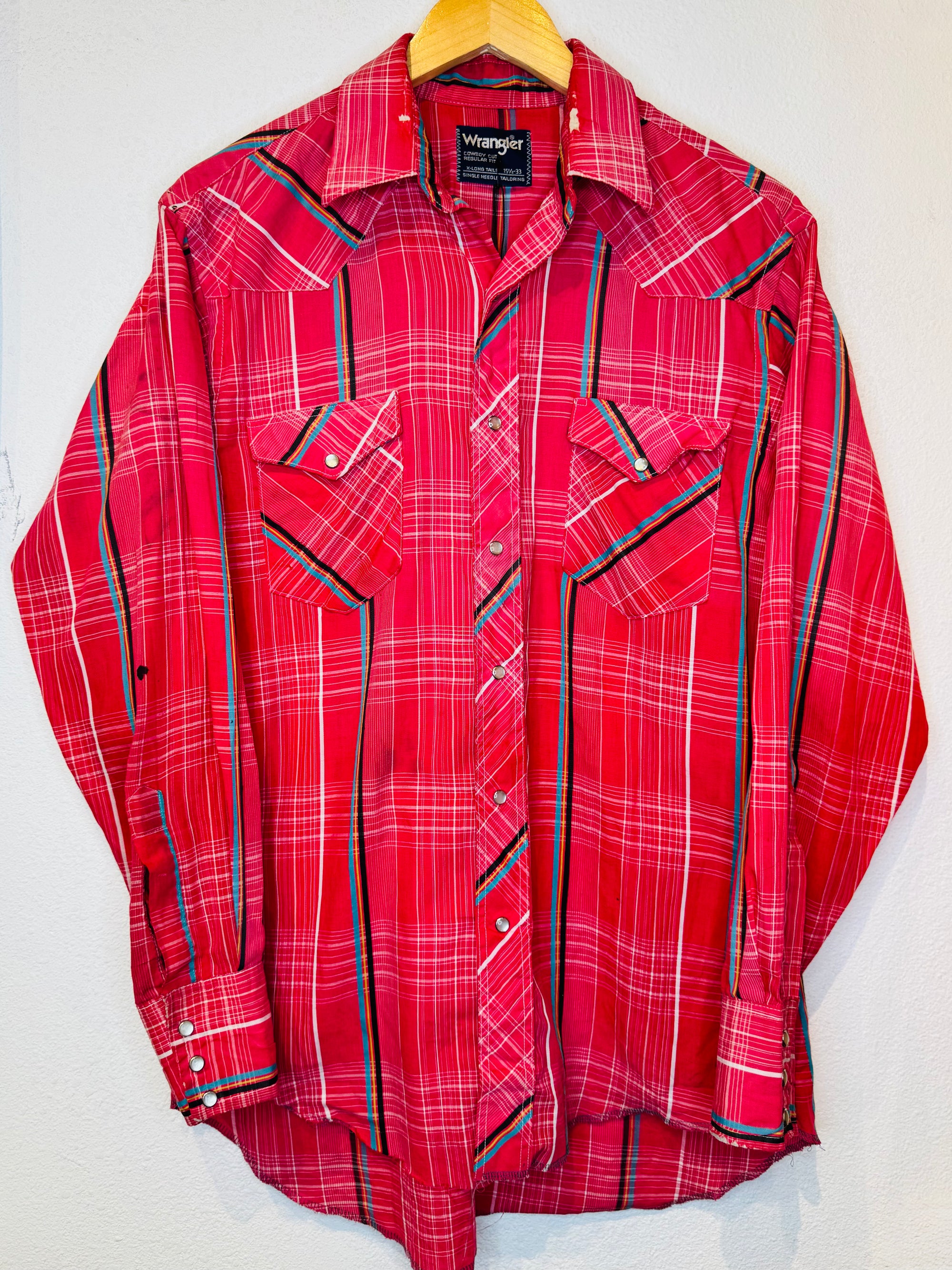 Wrangler Red Plaid Vintage Pearl Snap