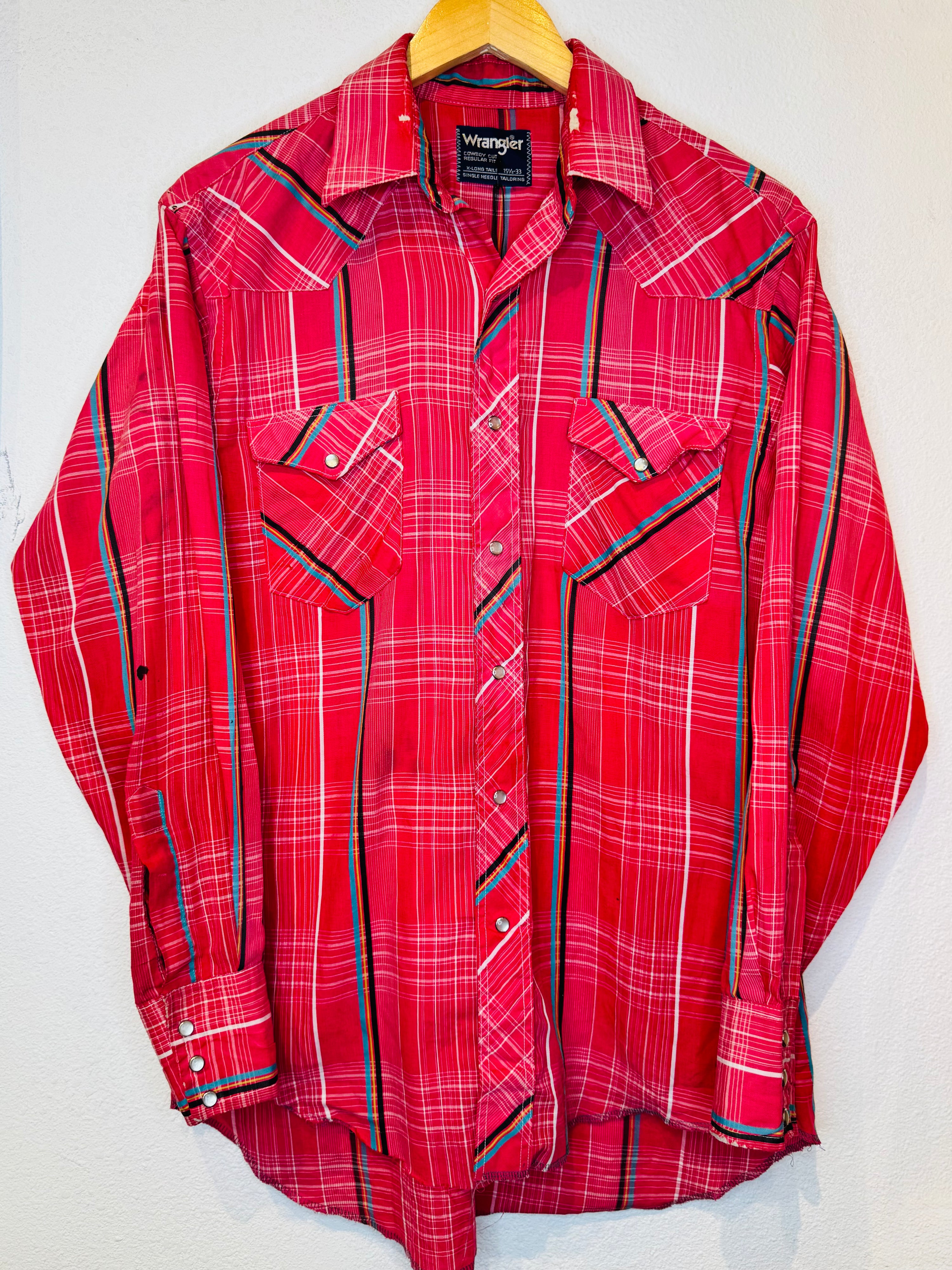 Wrangler Red Plaid Vintage Pearl Snap