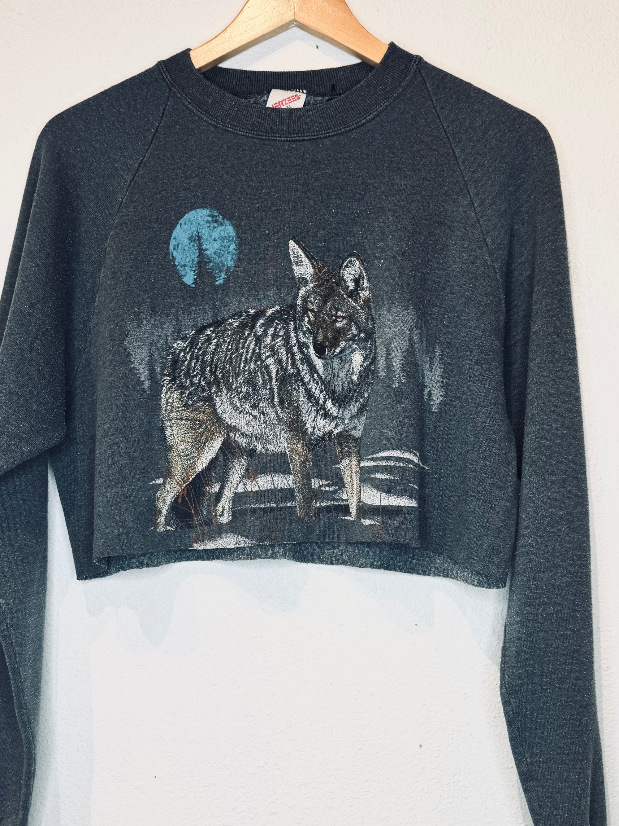 Wolf Moon Vintage Crop Crewneck