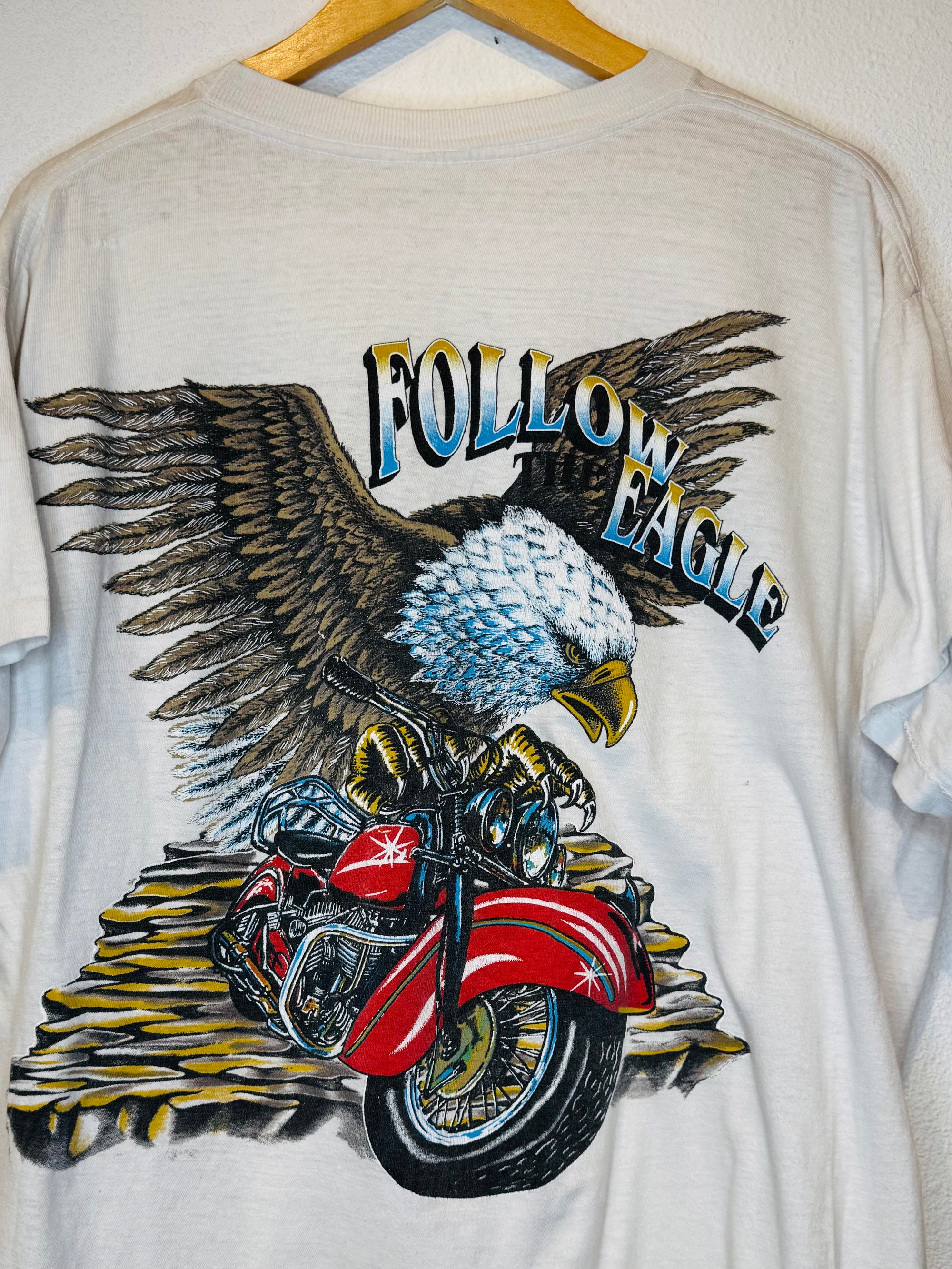 Follow the Eagle Biker Vintage Tee - Burnout