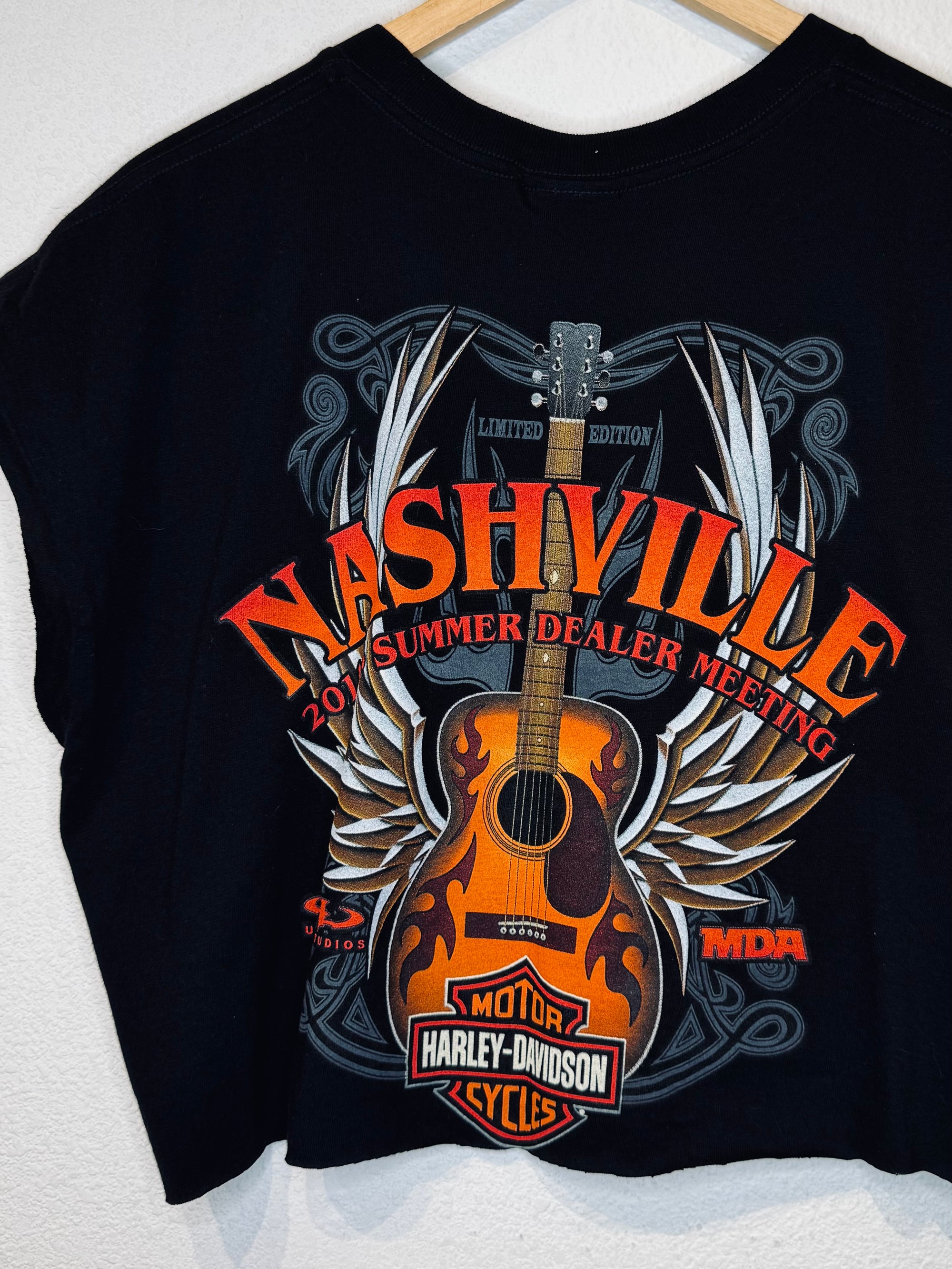 Nashville Harley Vintage Crop Tank - Burnout